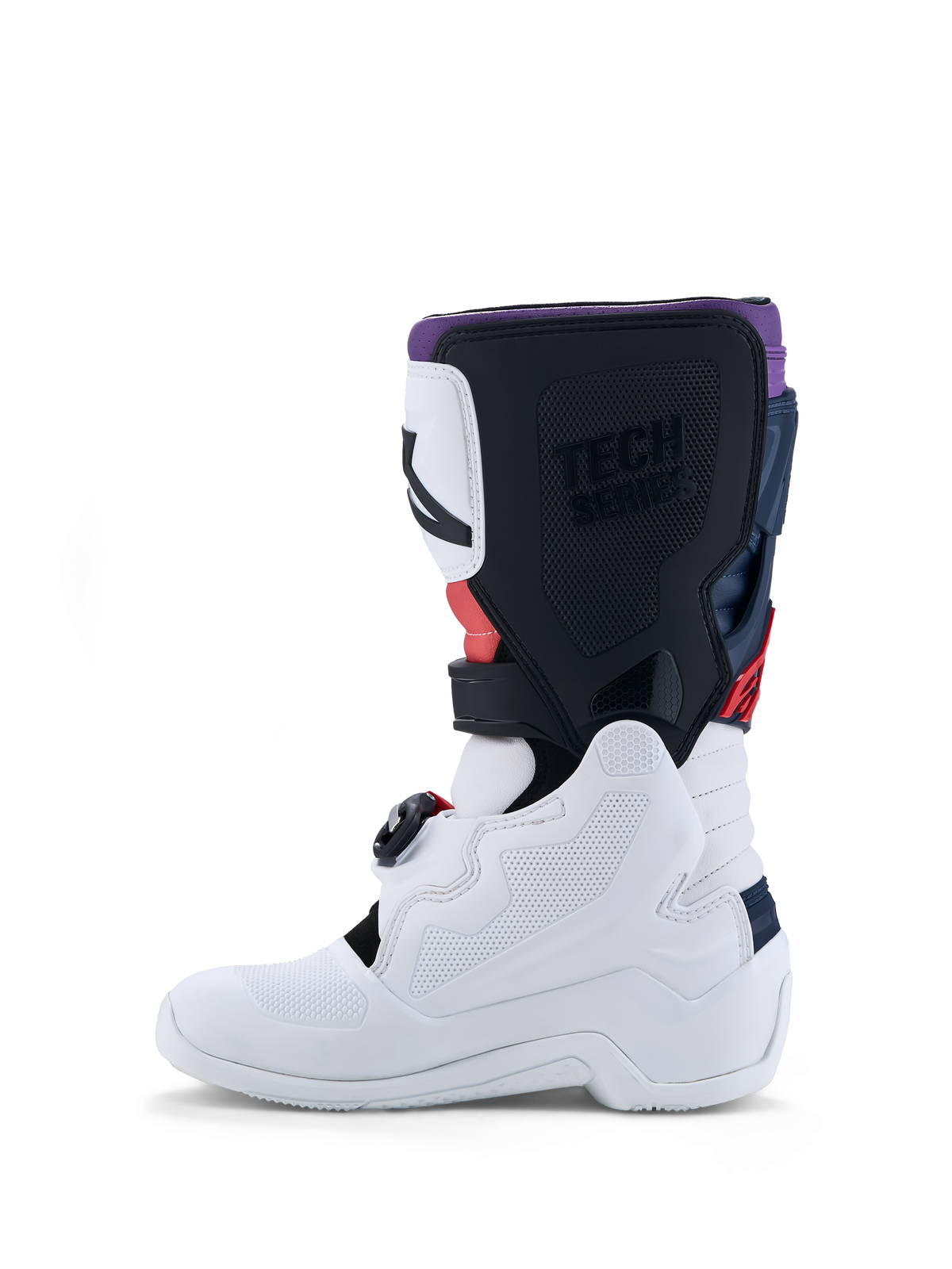 Alpinestars botas Tech 7S Juvenil, botas de motocross blancas y negras con detalles rojos, construcción de TPU