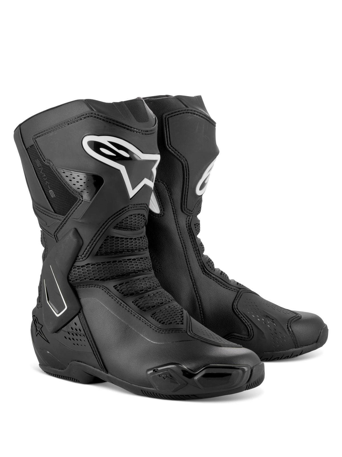 Botas Alpinestars Stella SMX-6 V3, botas de rendimiento para motociclismo para mujer, negras y blancas, con construcción de microfibra, protección de TPU en espinilla y tobillo, y zonas de flexión de malla para conducción en pista y calle