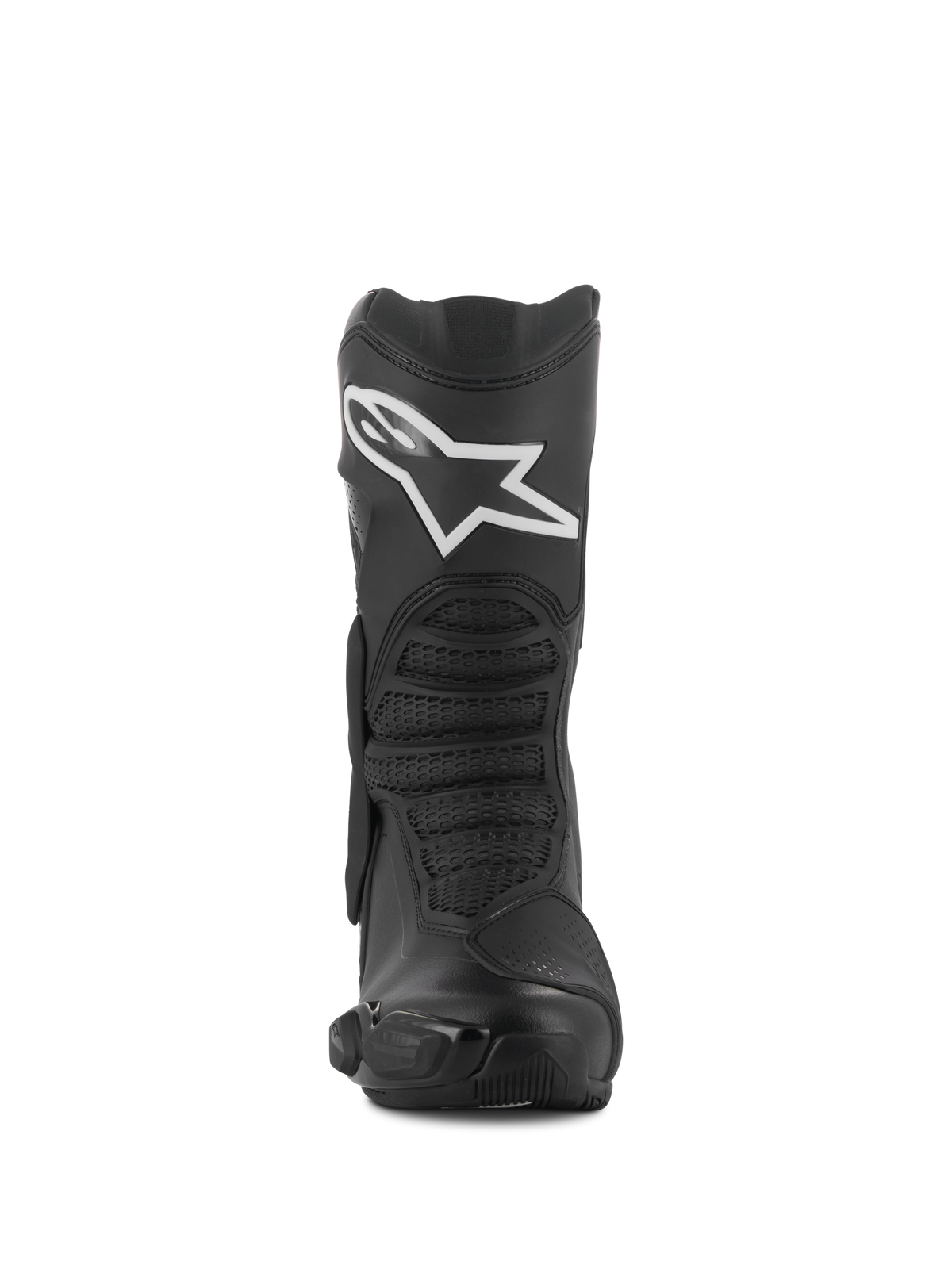 Alpinestars SMX-6 V3 Drystar® Boots, Black, Front View, Sport and Performance Riding Boots featuring white Alpinestars logo on the shin, TPU protectors, and textured flex zones
