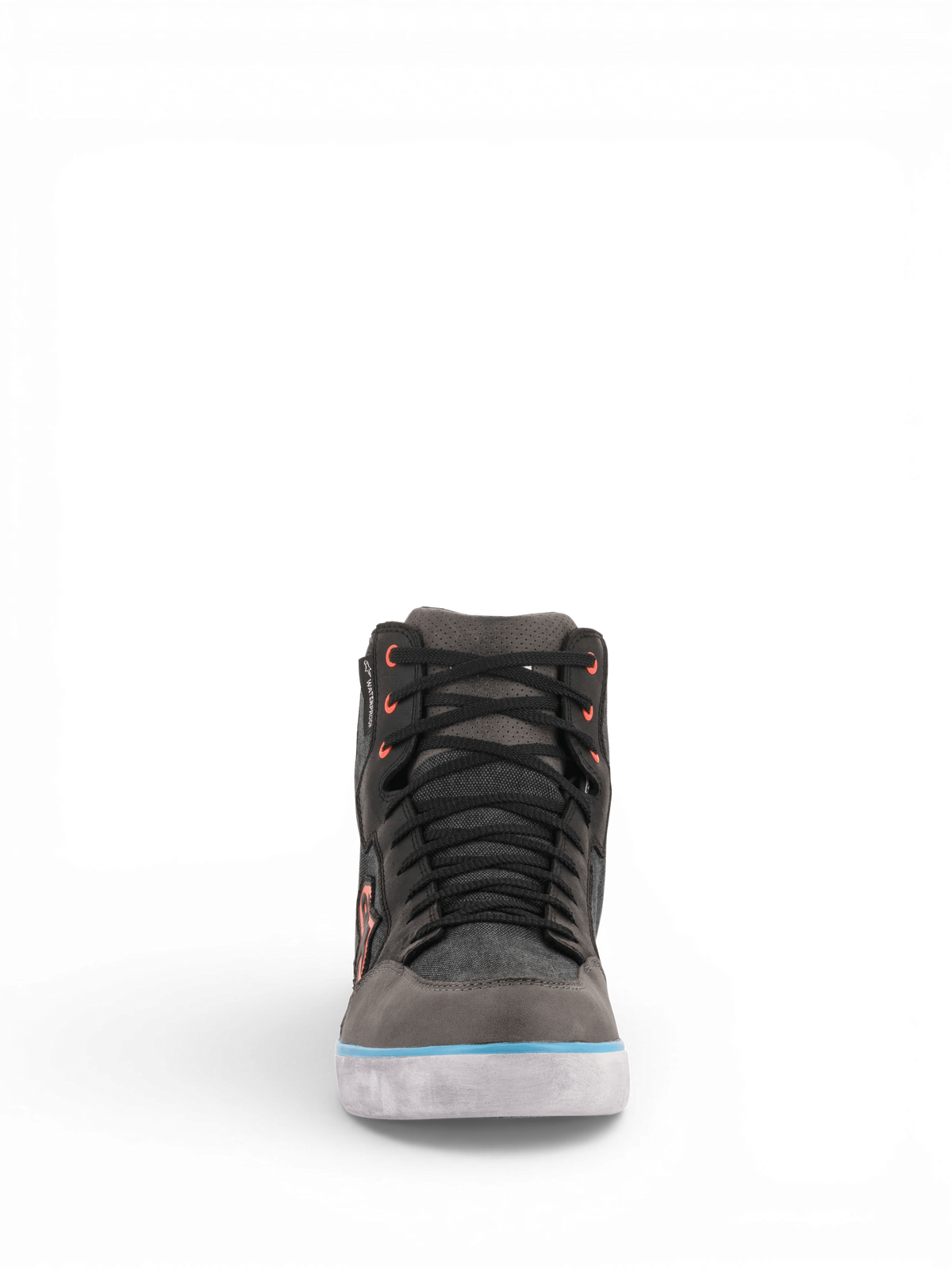 Alpinestars J-6 Impermeable Canvas, zapatos de moto para hombre, gris y negro con detalles azul claro, estilo urbano