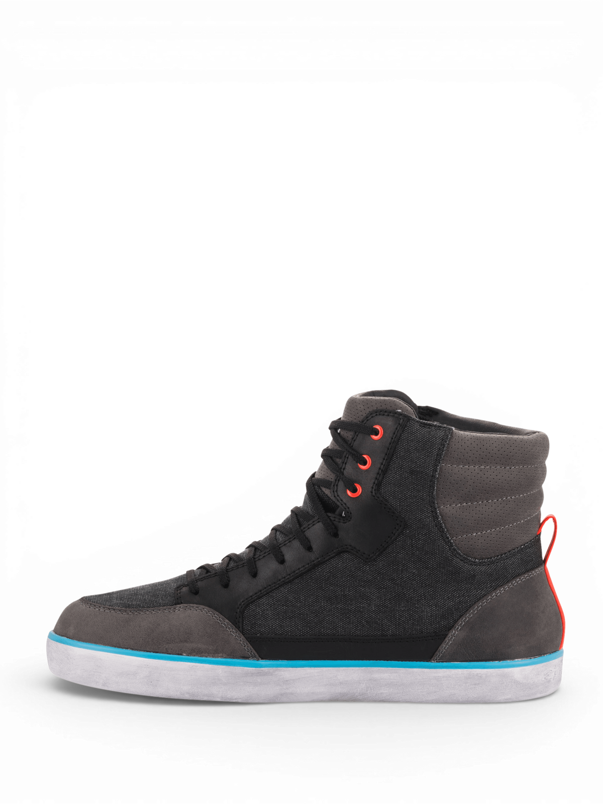 Alpinestars J-6 Impermeable Canvas, zapatos de moto urbanos para hombre, gris y negro con detalles azul claro y rojo, impermeables y certificados CE