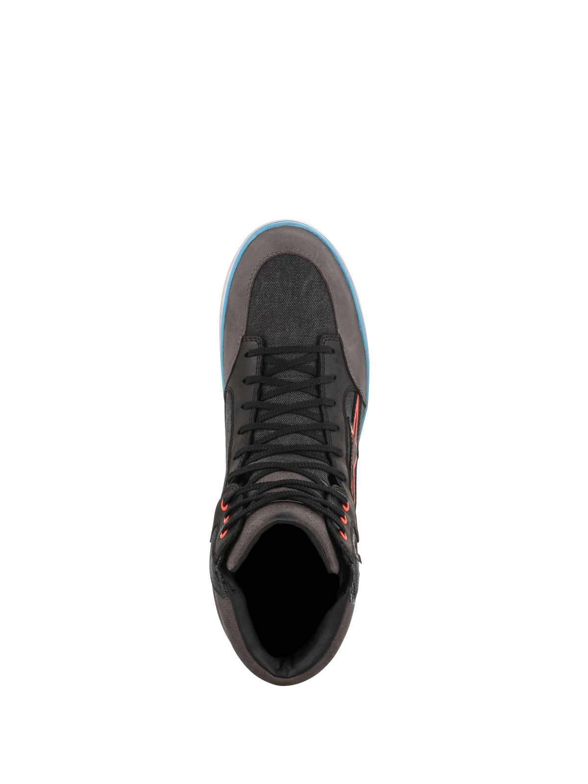 Alpinestars J-6 Impermeable Canvas, zapatos de moto urbanos, gris y negro con ribete azul, impermeables, vista superior