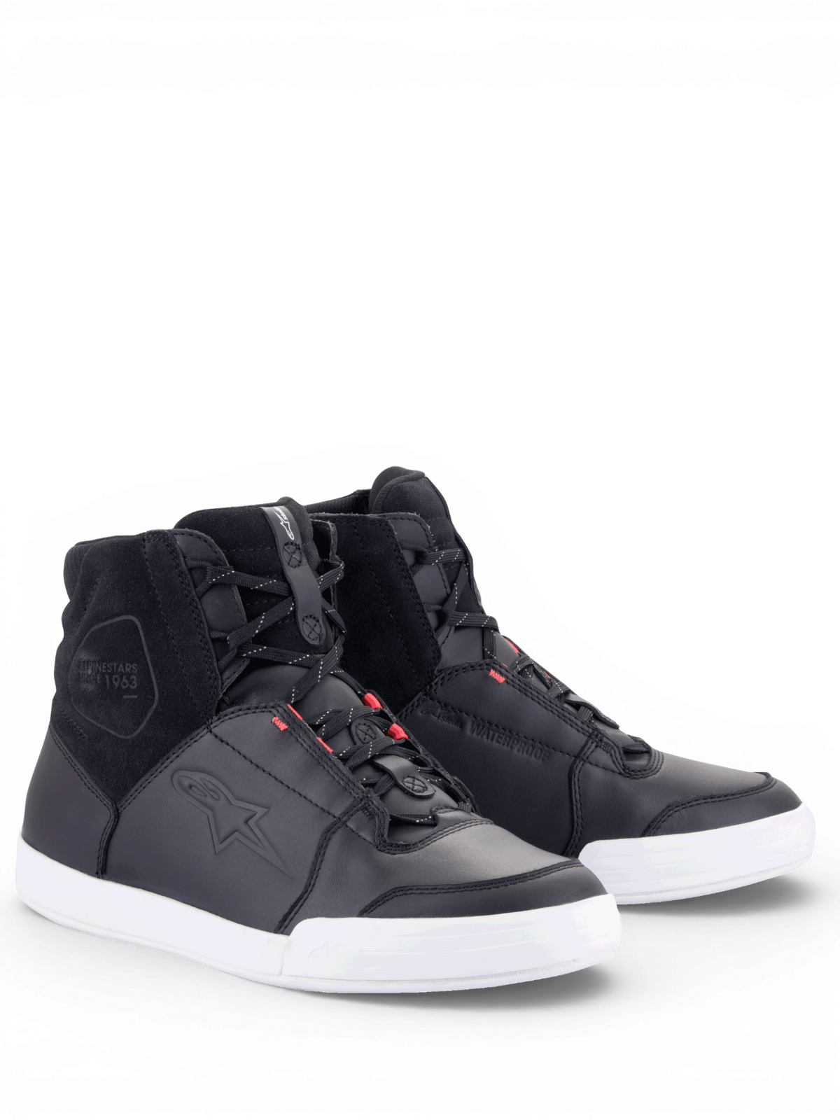 Alpinestars Chrome Drystar, zapatos de moto para mujer, negros y blancos con rosa, impermeables, de cuero, certificados CE