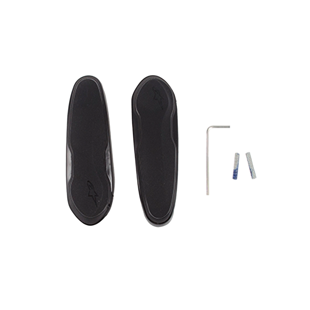 Alpinestars Toe Slider With Screws, repuestos para botas de moto, negro, dos deslizadores sintéticos con logo de Astars grabado, incluye llave hexagonal plateada y herrajes de montaje para botas de carreras