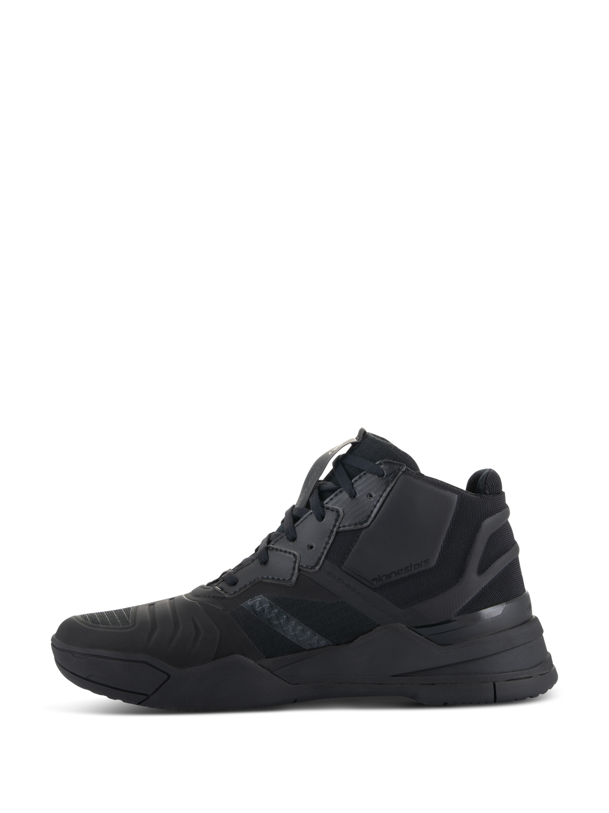 Zapatos Alpinestars Speedflight, Negro Negro, perfil lateral de calzado de alto rendimiento para motociclismo, diseño de bota media inspirado en zapatillas con parte superior antidesgarro y paneles de refuerzo sin costuras, silueta atlética duradera totalmente negra