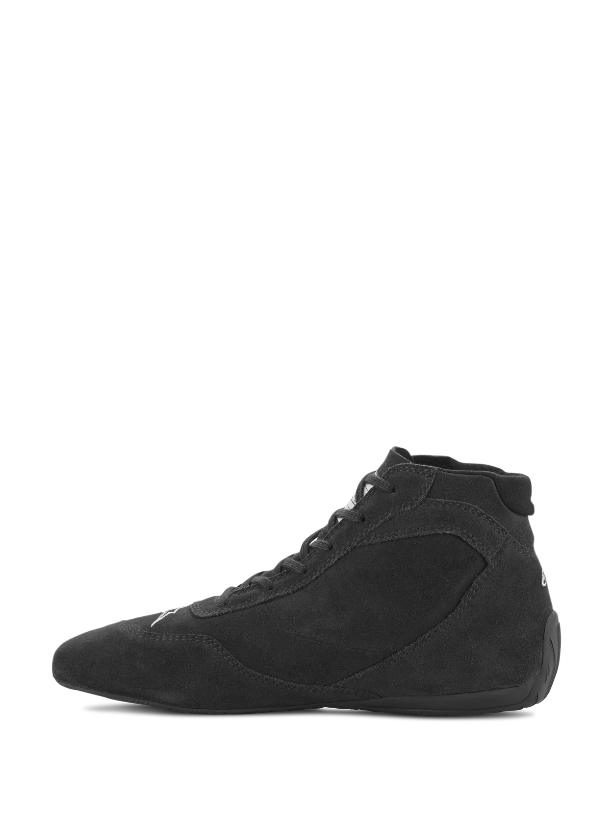 Zapatos Alpinestars SP V2, calzado para automovilismo, negro, perfil alto estilizado con parte superior de ante de primera calidad y suela de goma fina, diseñado para una sensación precisa del pedal en el automovilismo