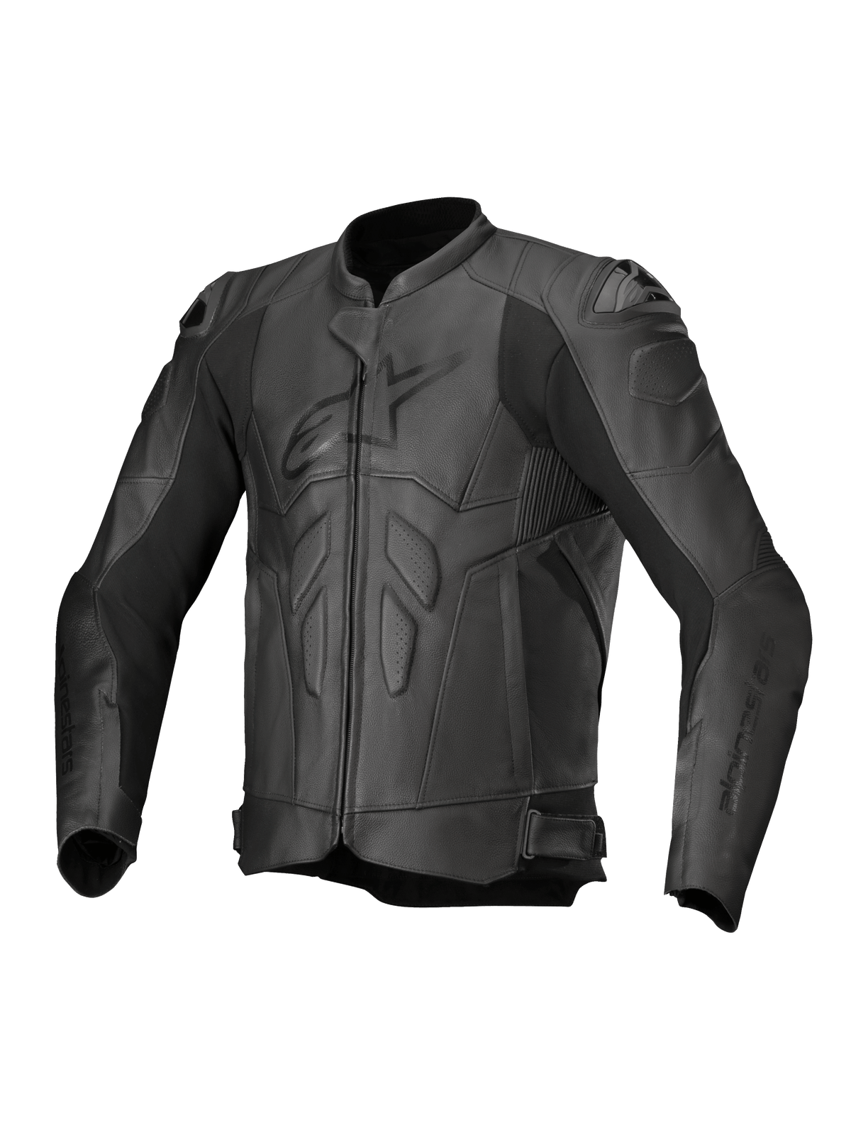 Alpinestars Chaqueta de cuero Dusk, chaqueta de moto de hombre, negra, cuero bovino con deslizadores DFS, certificada CE AA.