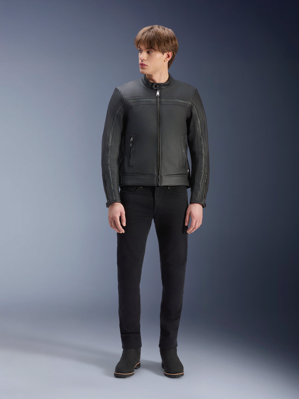 Alpinestars Dyno, chaqueta de cuero negra estilo heritage para hombre, preparada para Tech-Air, con certificación CE.