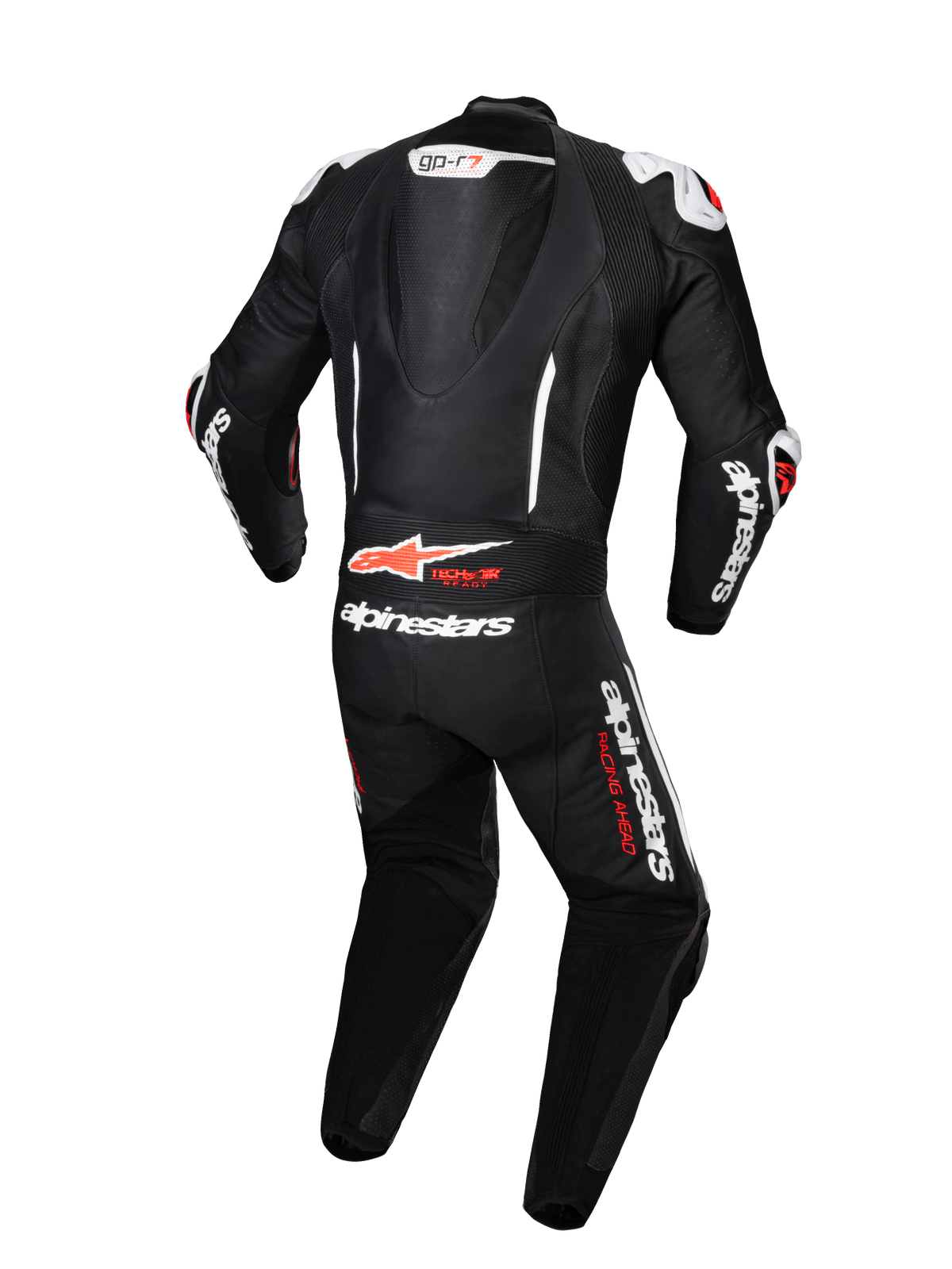 Alpinestars GP-R7, mono de cuero para carreras, negro y blanco, con joroba aerodinámica y compatible con Tech-Air