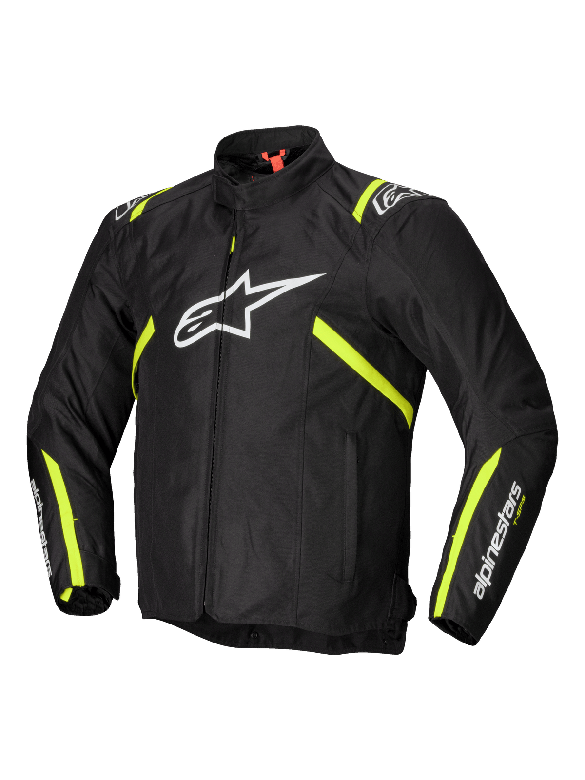 Alpinestars Chaqueta T-SPS V2 Impermeable, chaqueta de moto para hombre, negra con detalles blancos y amarillo fluo, con certificación CE