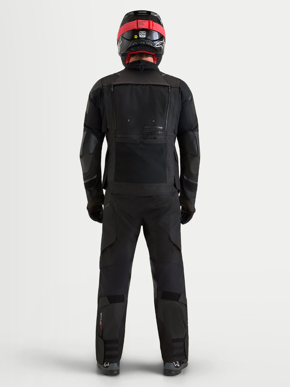 Alpinestars Harok V2 Drystar Chaqueta, chaqueta de moto de aventura para hombre, color negro, vista trasera con paneles de ventilación modular