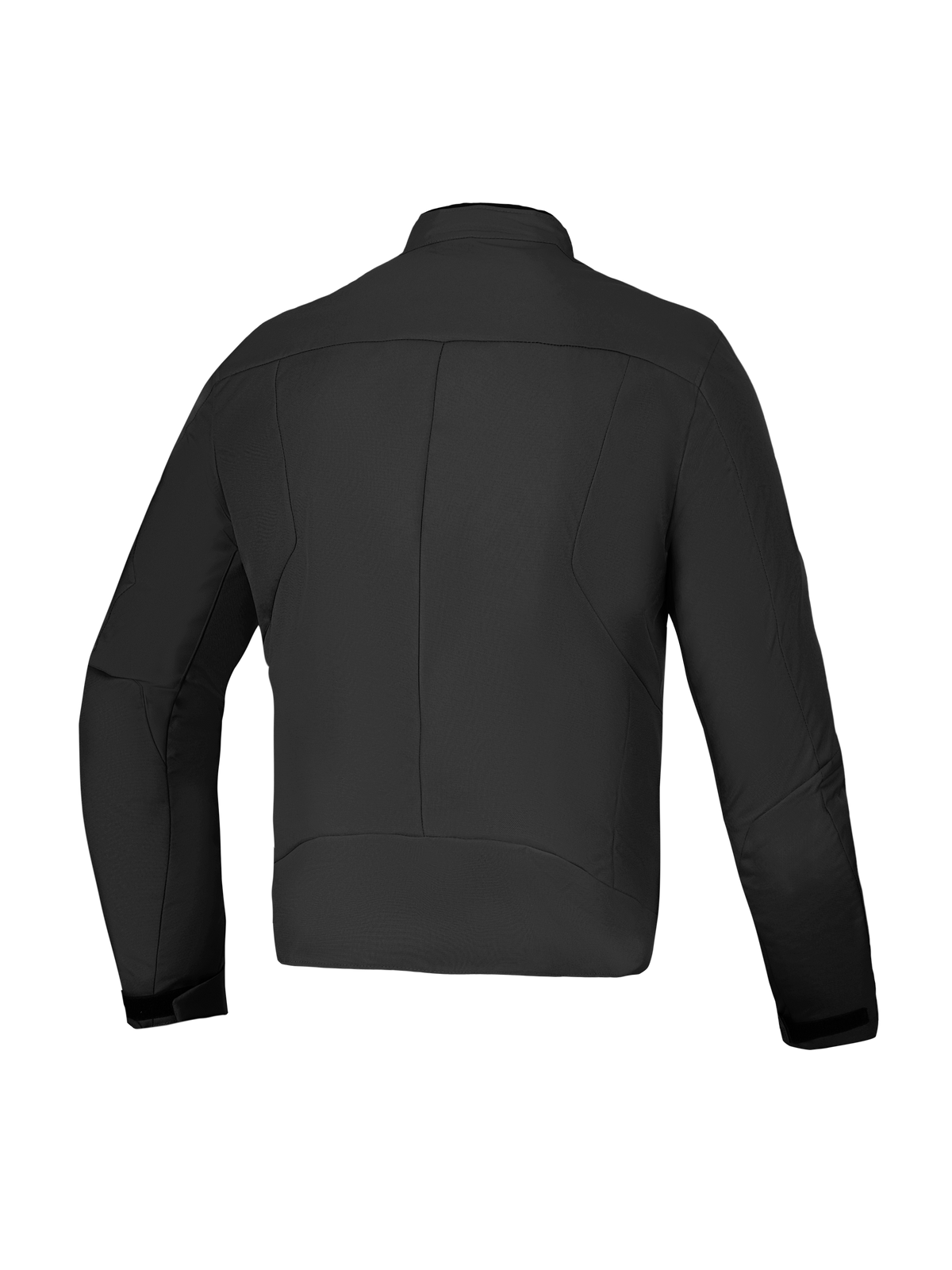 Alpinestars C-1 Waterproof, chaqueta de moto impermeable urbana contemporánea, vista trasera en negro, construcción textil con certificación CE y patrón trasero en 3D