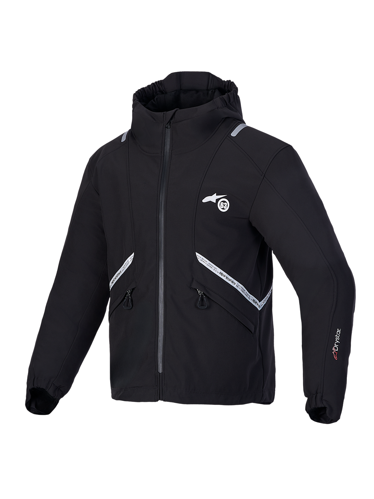 Alpinestars C 5 Drystar Chaqueta, chaqueta de moto impermeable negra con capucha integrada y detalles reflectantes, con certificación CE clase A