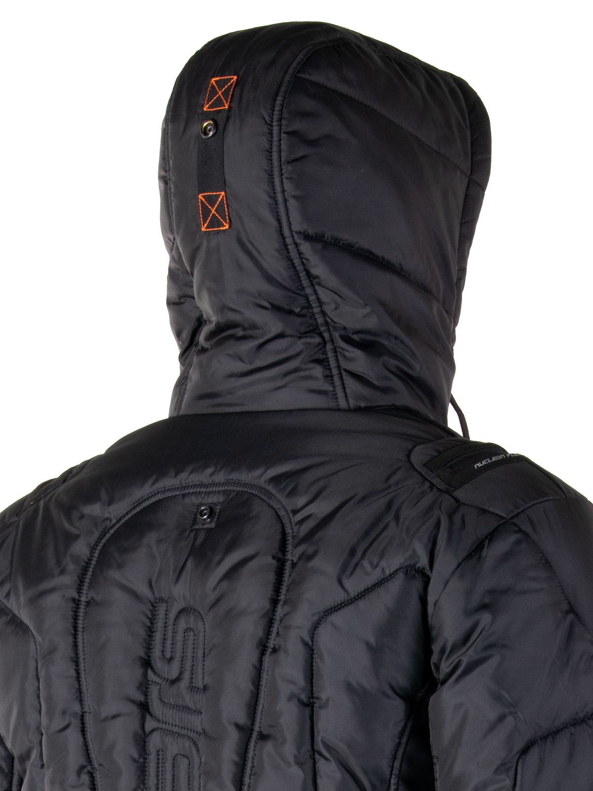 Chaqueta impermeable Alpinestars Mohobbs, chaqueta bomber acolchada para moto, negro y naranja flúor, textura acolchada con relleno aislante, cuenta con capucha y cremallera frontal, ropa urbana contemporánea para montar