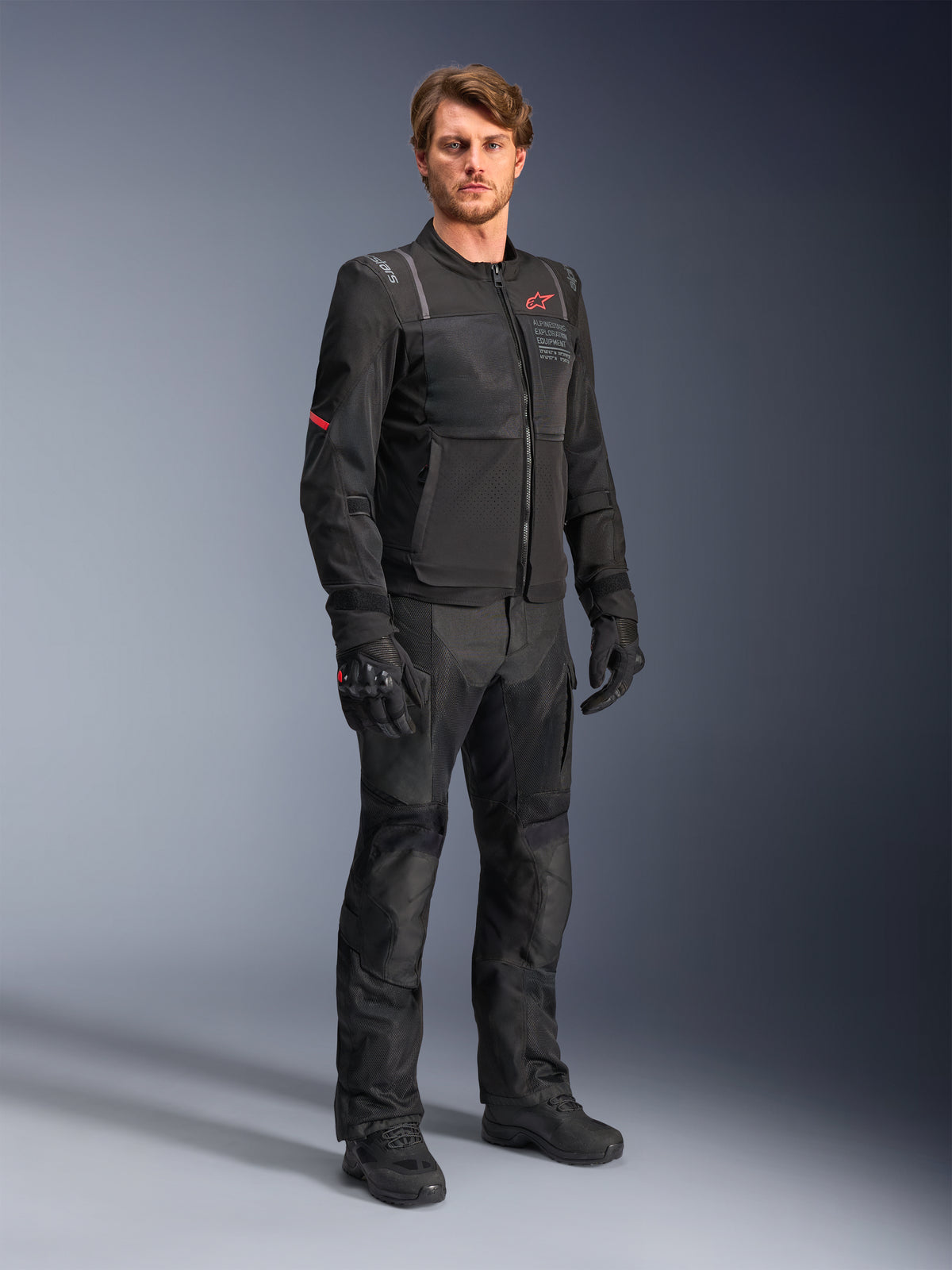 Alpinestars chaqueta ST-2 Air, chaqueta de moto touring, hombre, negra y roja, malla ventilada, preparada para Tech-Air®.