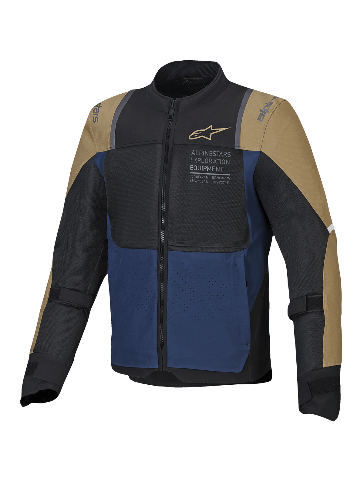 Alpinestars Chaqueta ST-2 Air, chaqueta de moto de turismo ventilada para verano, azul oscuro, caqui oscuro y negro, con certificación CE nivel AA y compatibilidad con Tech-Air