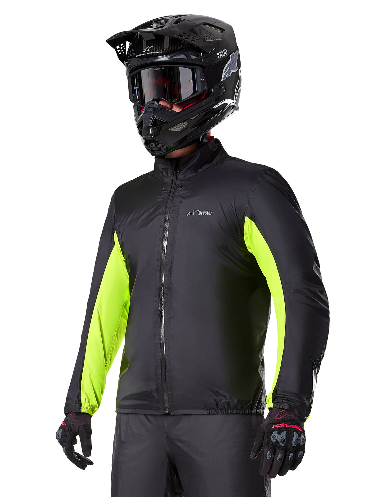 Alpinestars Bogota' Pro Drystar® Jacket waterproof liner, black and yellow fluo, adventure motorcycle touring apparel.