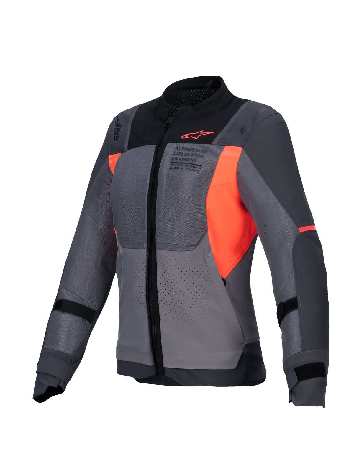 Alpinestars Chaqueta Stella ST-2 Air, chaqueta de moto de turismo para mujer, certificada CE Nivel AA, gris y gris oscuro con detalles en coral flúor, con ventilación de alto flujo y diseño preparado para Tech-Air