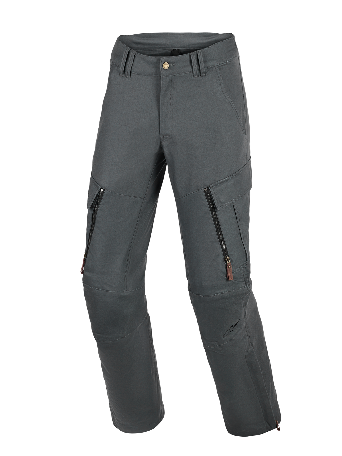Pantalones Alpinestars Borrego Drystar®, pantalones de aventura para moto, gris antracita, con apariencia de lona encerada, ventilaciones con cremallera en los muslos y bolsillos cargo, construcción textil duradera con paneles reforzados en las rodillas