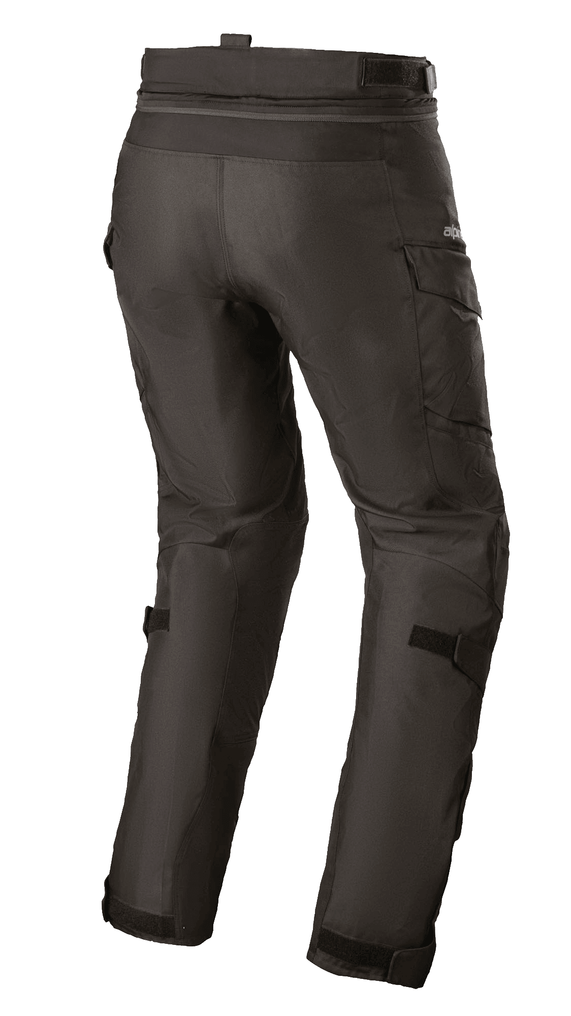 Alpinestars Stella Andes V3 Drystar® Pants para mujer, pantalones de motociclismo para adventure touring, negros, vista trasera con bolsillos cargo y correas ajustables en las pantorrillas, construcción textil duradera con tecnología impermeable Drystar®