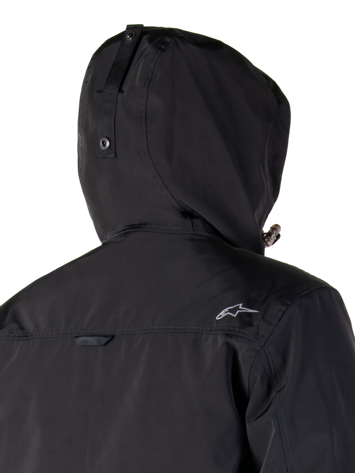 Alpinestars Mootant Waterproof Parka, chaqueta de moto negra, diseño modular para las 4 estaciones con capucha desmontable, construcción laminada impermeable, estilo urbano contemporáneo