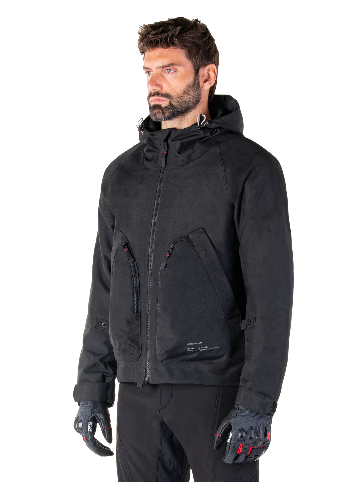 Alpinestars Morush, parka impermeable de moto urbana para hombre, negra, textil, certificada CE y Tech-Air Ready.