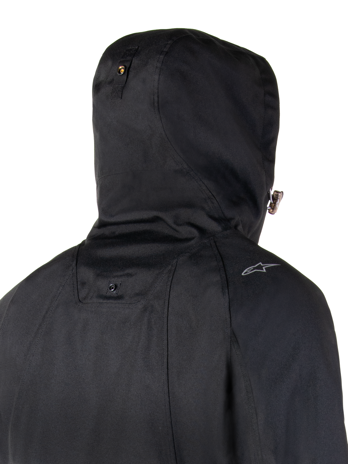 Alpinestars parka impermeable Morush, chaqueta de moto urbana negra con capucha a prueba de tormentas y botón a presión.
