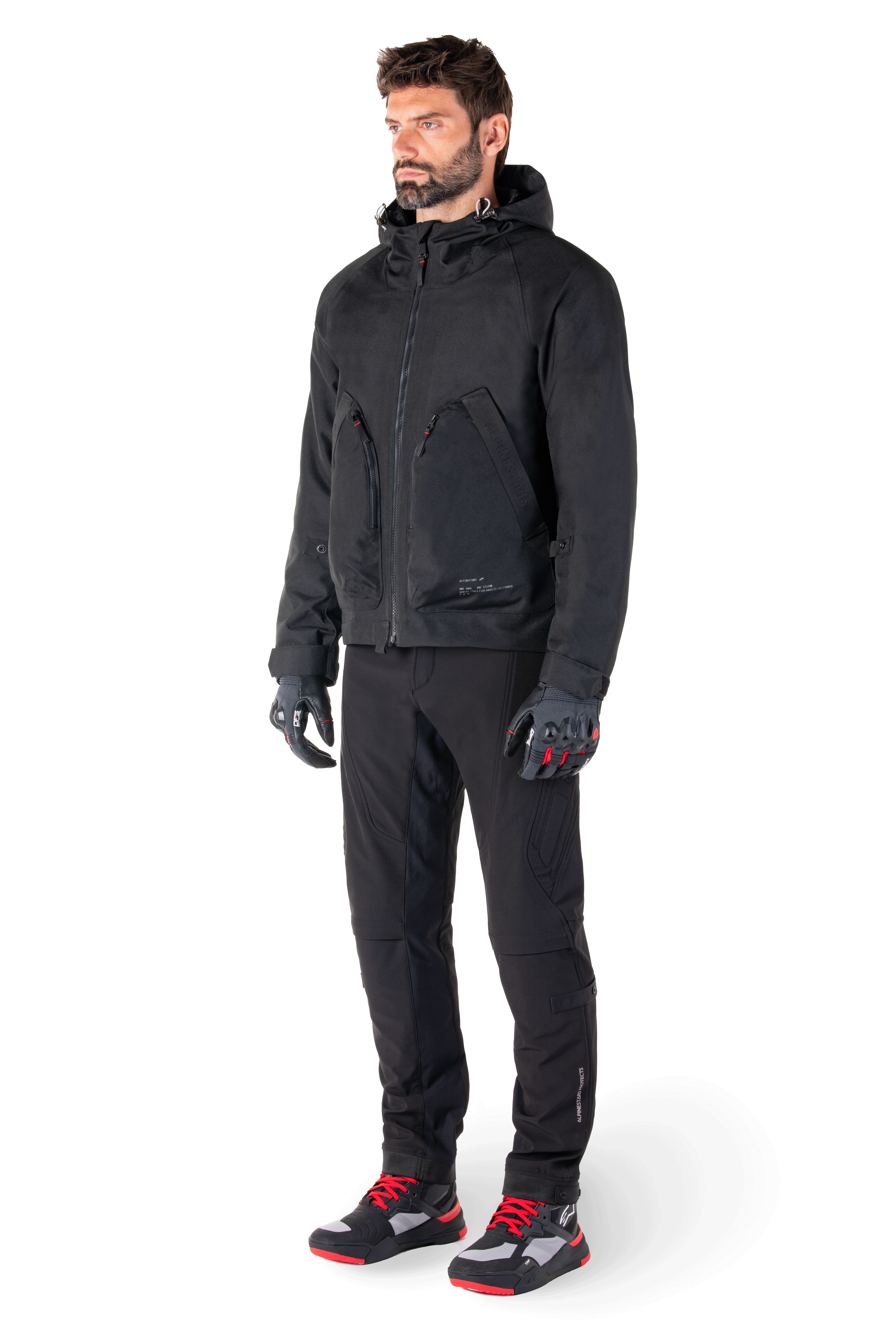 Alpinestars parka impermeable Morush, chaqueta de moto urbana, para hombre, negra, con capucha antitormenta y protecciones CE