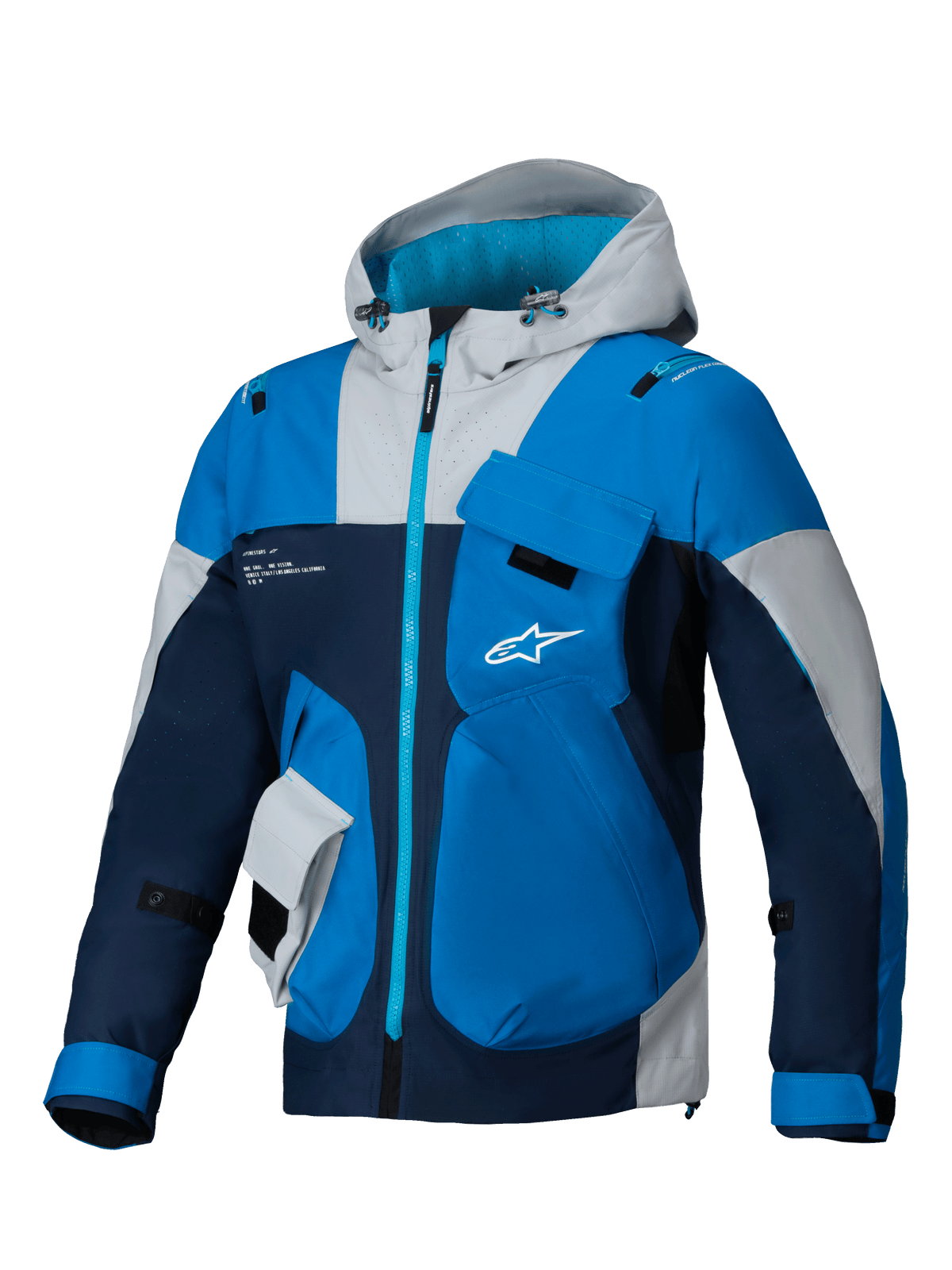 Alpinestars Chaqueta Mogress Air, chaqueta de moto urbana para hombre, azul y gris, ripstop ventilado y capucha de utilidad