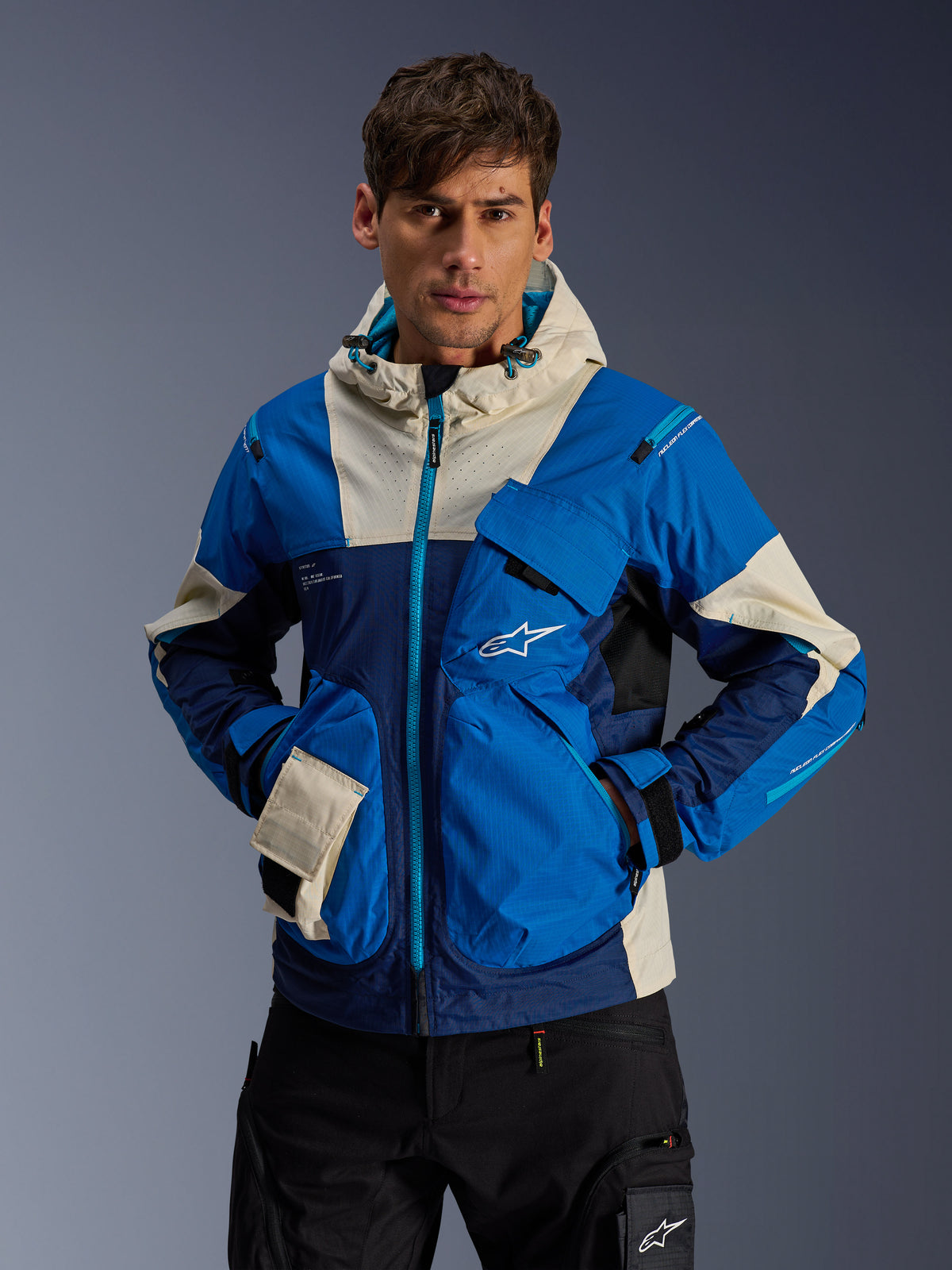 Alpinestars Mogress Air, chaqueta de moto urbana para hombre, azul y azul marino, tejido ripstop técnico