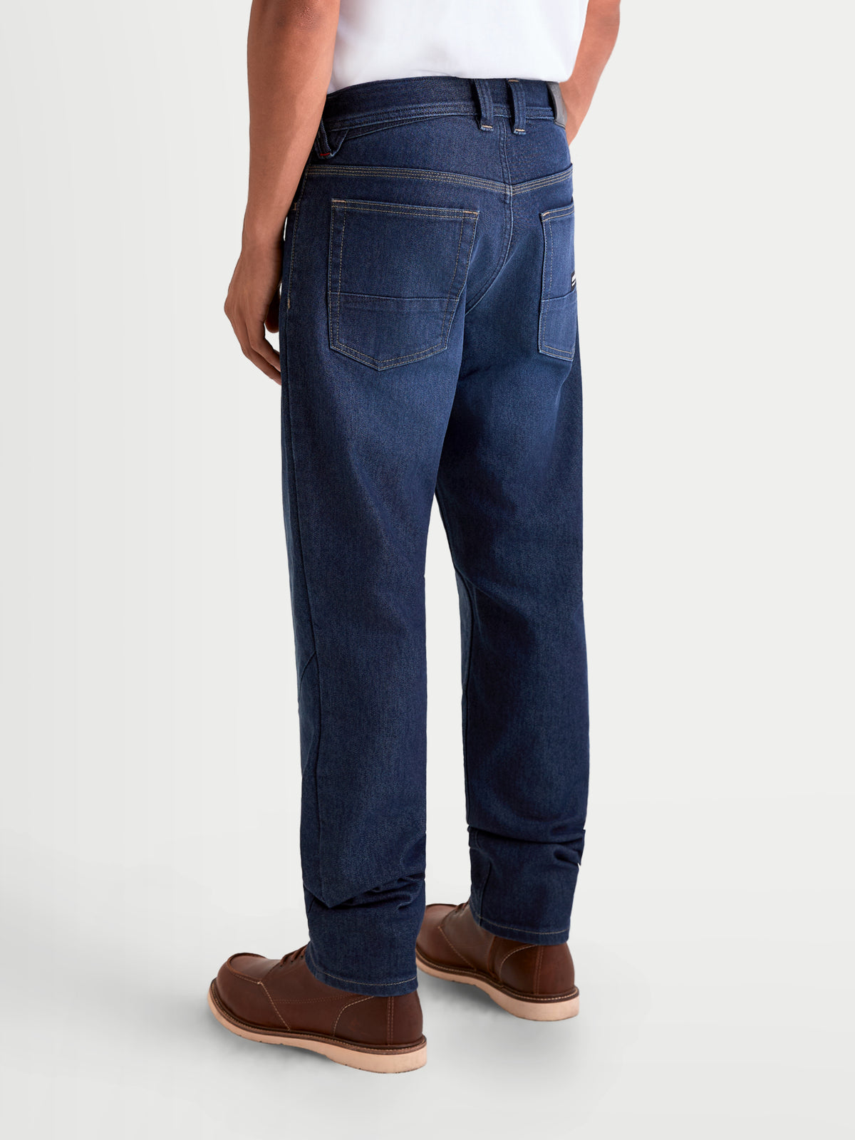 Alpinestars Flex Ast 7 Denim Pantalones, pantalones de moto urbanos para hombre, azul oscuro, vista trasera en modelo