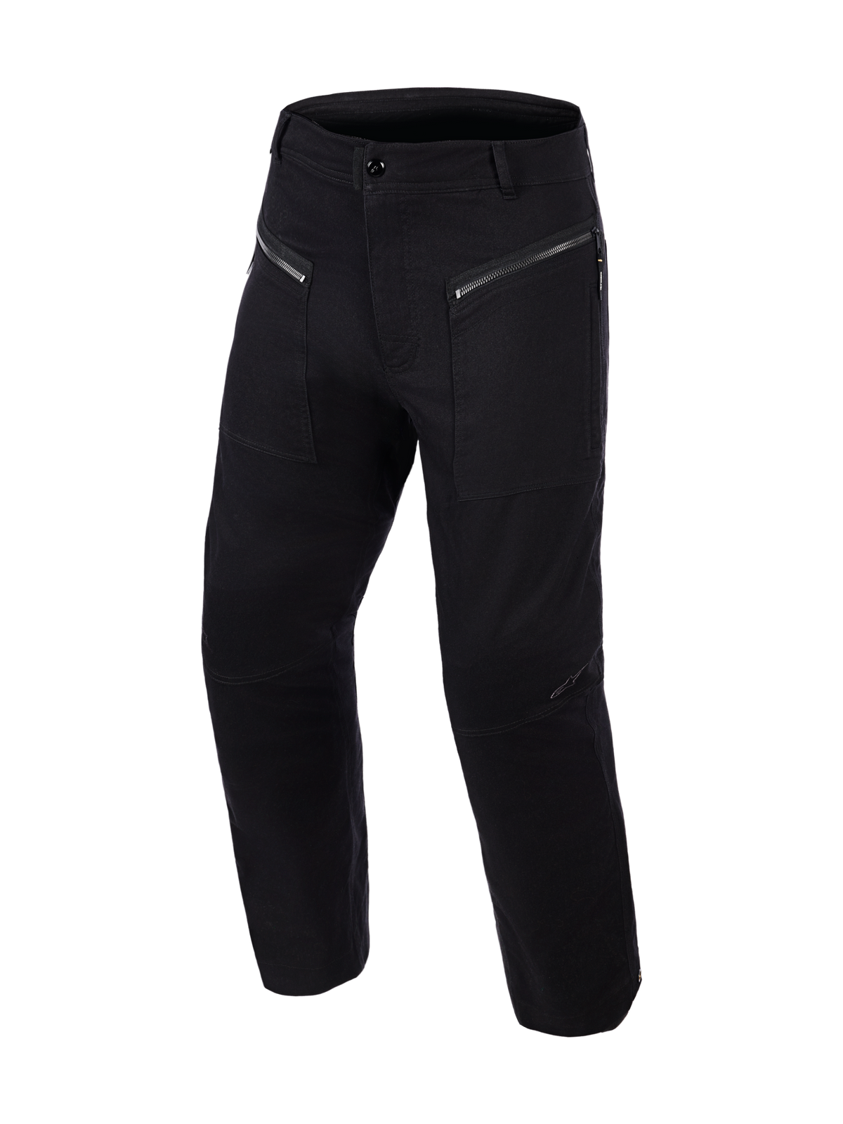 Pantalones Alpinestars Flex-AST Canvas Cortos, pantalones de moto urbanos, color negro, con bolsillos delanteros con cremallera de doble acceso, confección en lona inspirada en ropa de trabajo y paneles de las rodillas preformados, diseño utilitario limpio para protección y confort al conducir