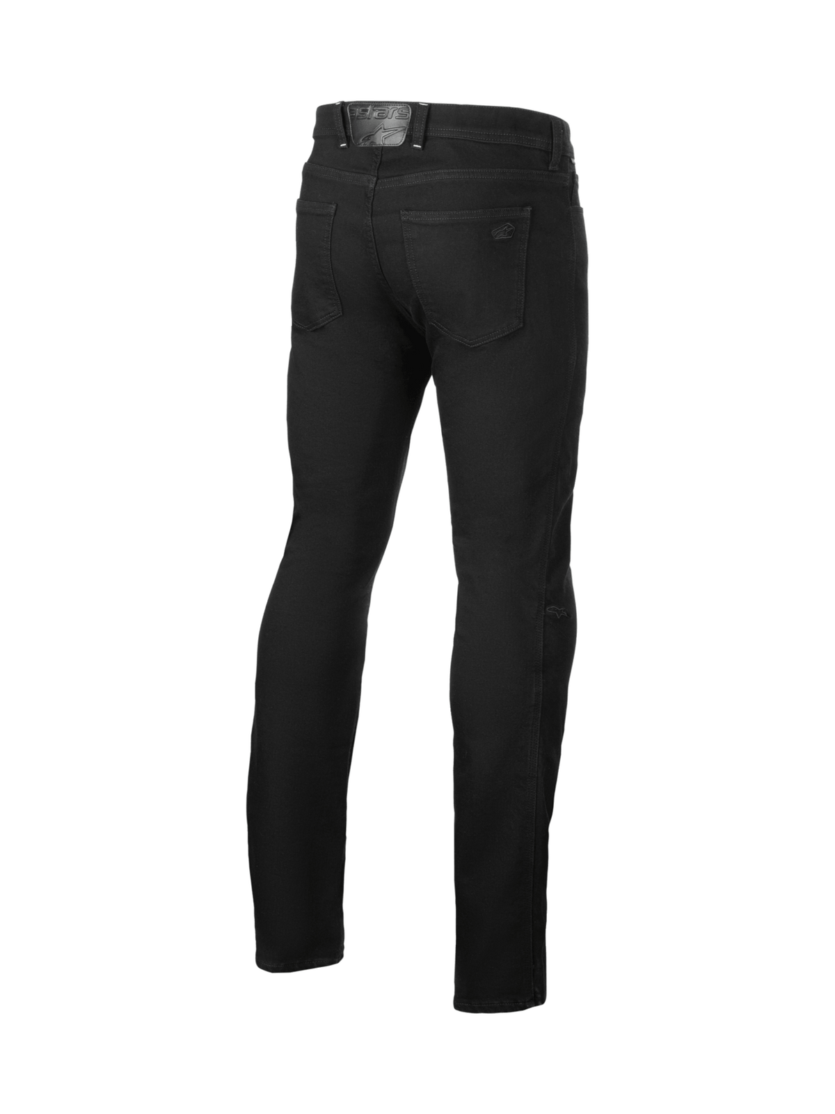 Alpinestars Cult-8 stretch denim, pantalones de moto urbanos para hombre, vista trasera, negros, con protección de rodilla certificada CE