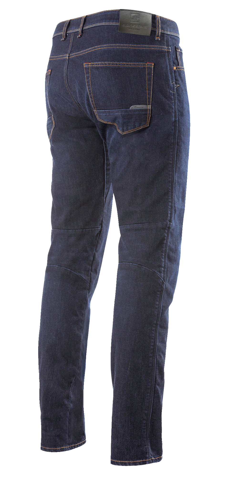 Pantalones Denim Radium Alpinestars, vaqueros de moto para hombre en azul oscuro, Cordura, vista trasera completa.