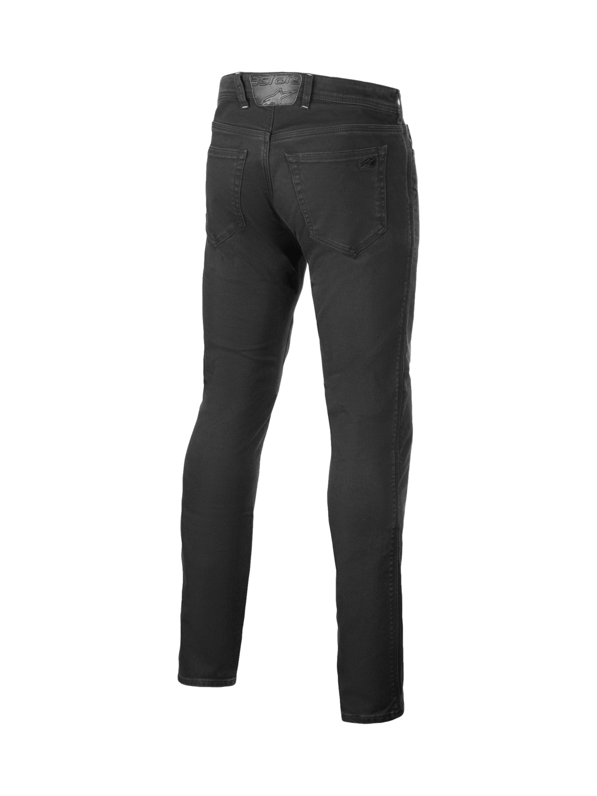 Alpinestars pantalones Denim Copper V3 para motociclismo urbano, para hombre, negros, pernera recta, vista trasera.
