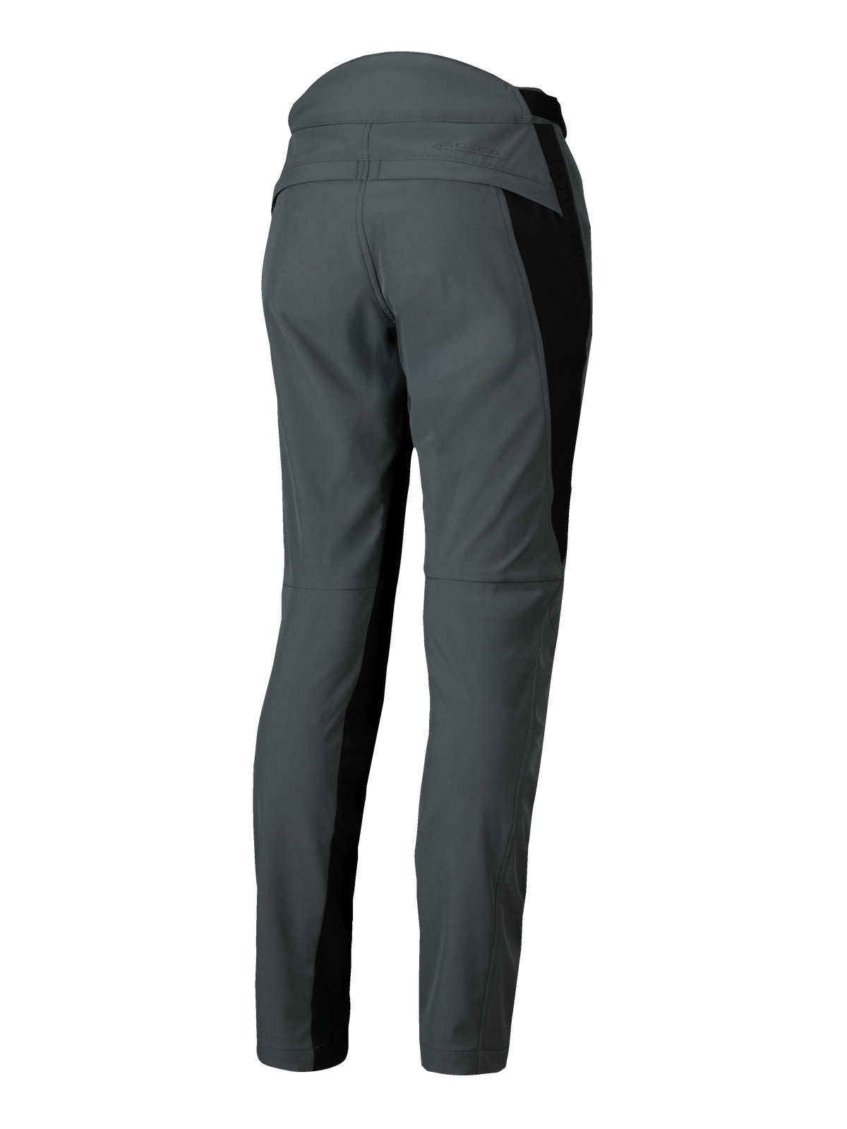 Alpinestars Alamosa, pantalones de moto para mujer, gris urbano y negro, ajuste slim, construcción textil, vista trasera.