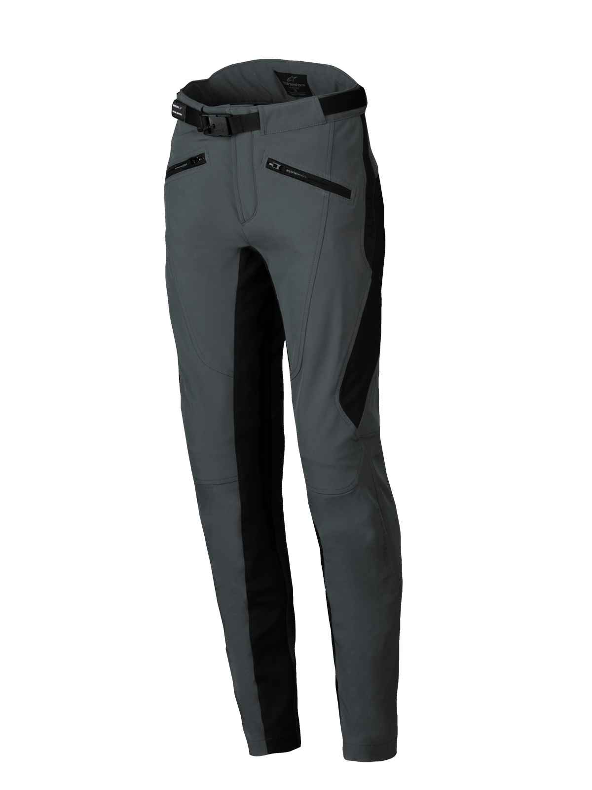 Alpinestars Alamosa, pantalones de moto urbanos para mujer, gris y negro, ajuste slim, construcción softshell con cinturón ajustable