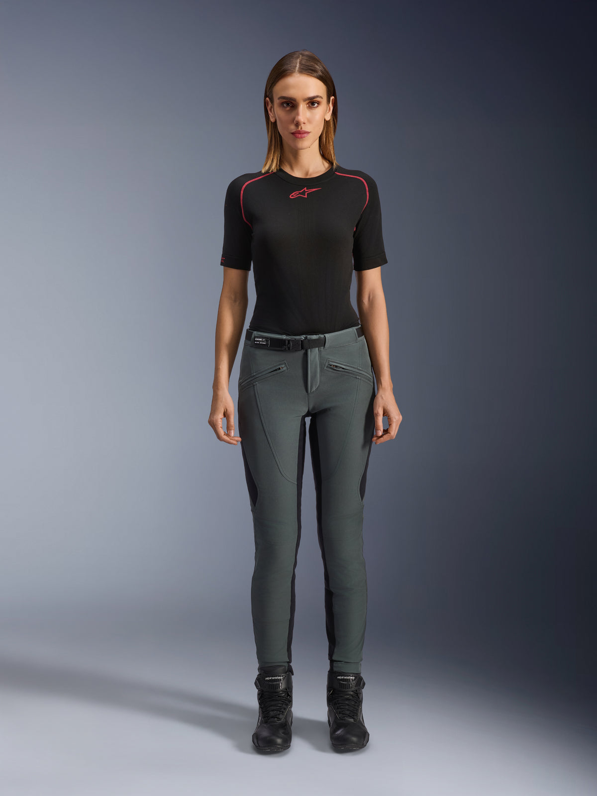Alpinestars Alamosa, pantalones de moto para mujer, gris urbano, ajuste slim de softshell elástico con protección CE.