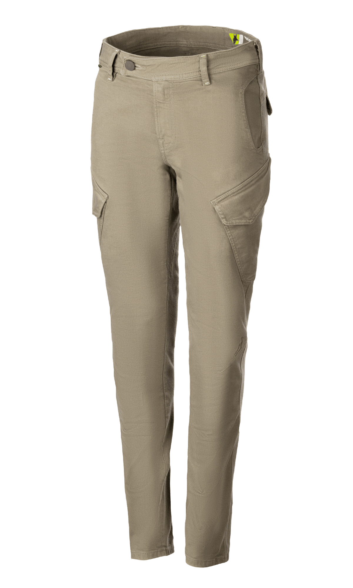 Alpinestars Caliber Tech Denim para mujer, pantalones de moto verde militar, ajuste slim en tejido Cordura elástico