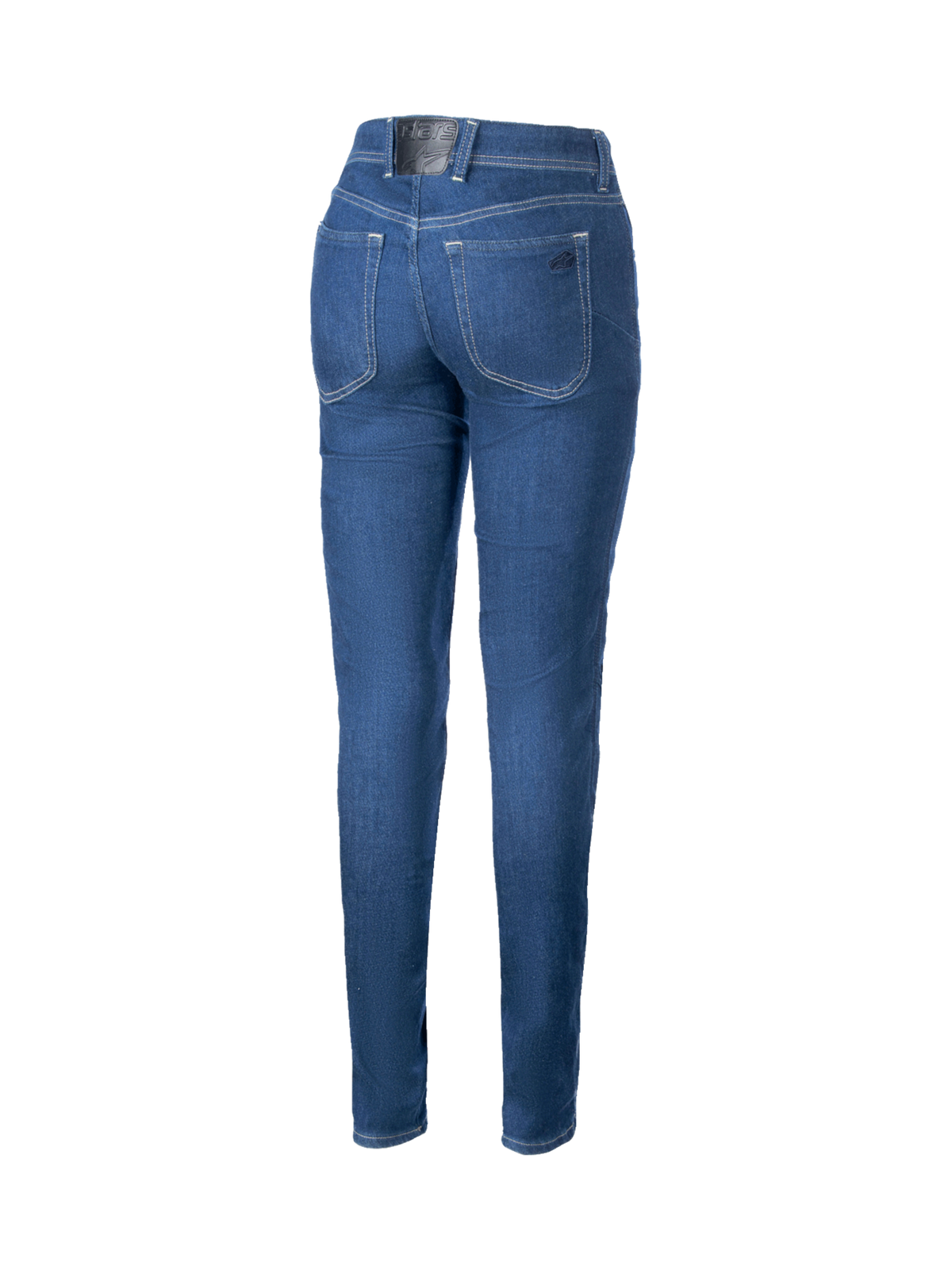 Alpinestars Denim de Moto Daisy V3 para mujer, vista trasera, ajuste slim, azul, refuerzo de aramida para conducción urbana