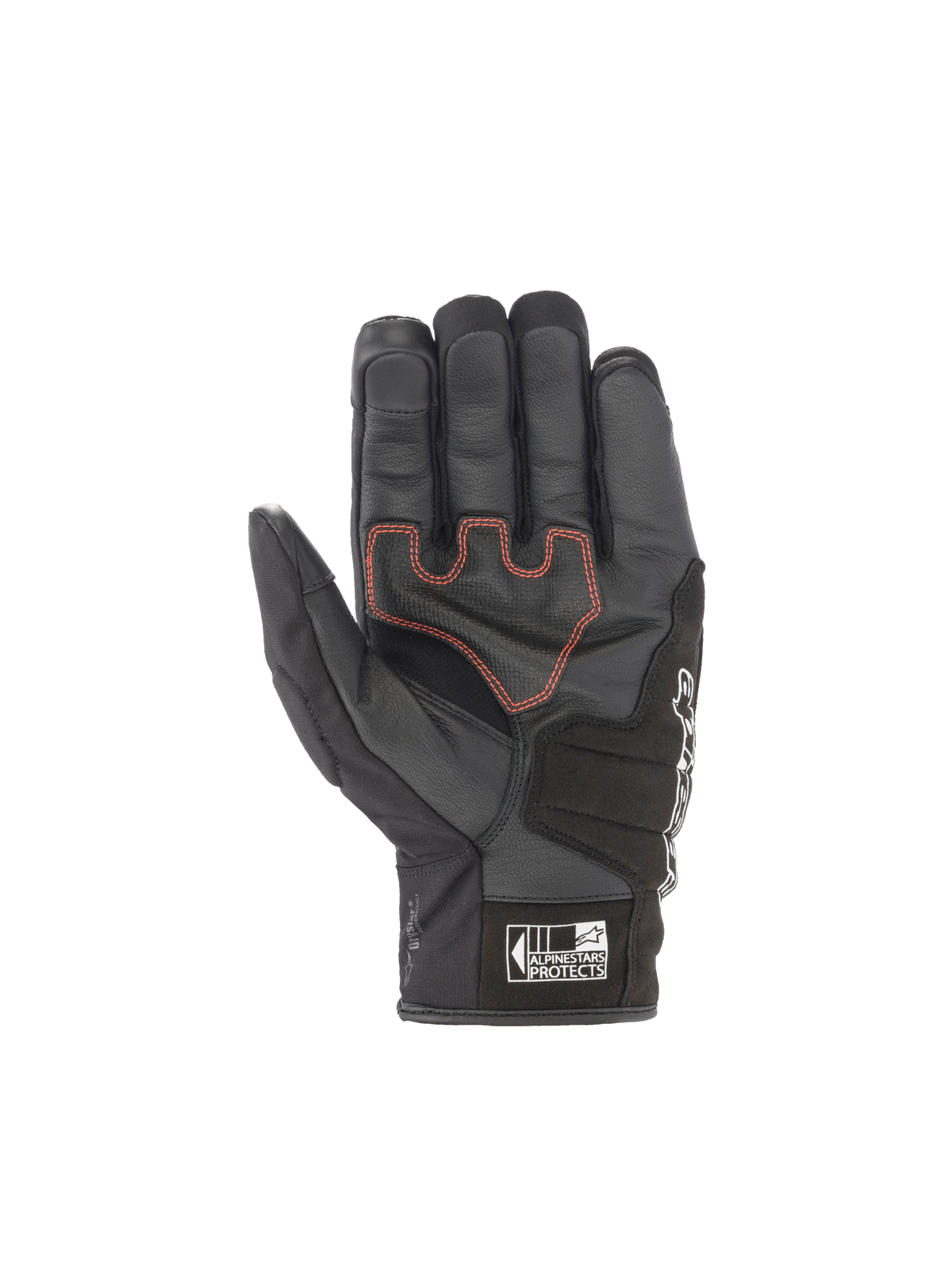 Alpinestars guantes SMX Z Drystar, guantes de moto impermeables para hombre, negros con costuras rojas en la palma, fabricados en piel de cabra.