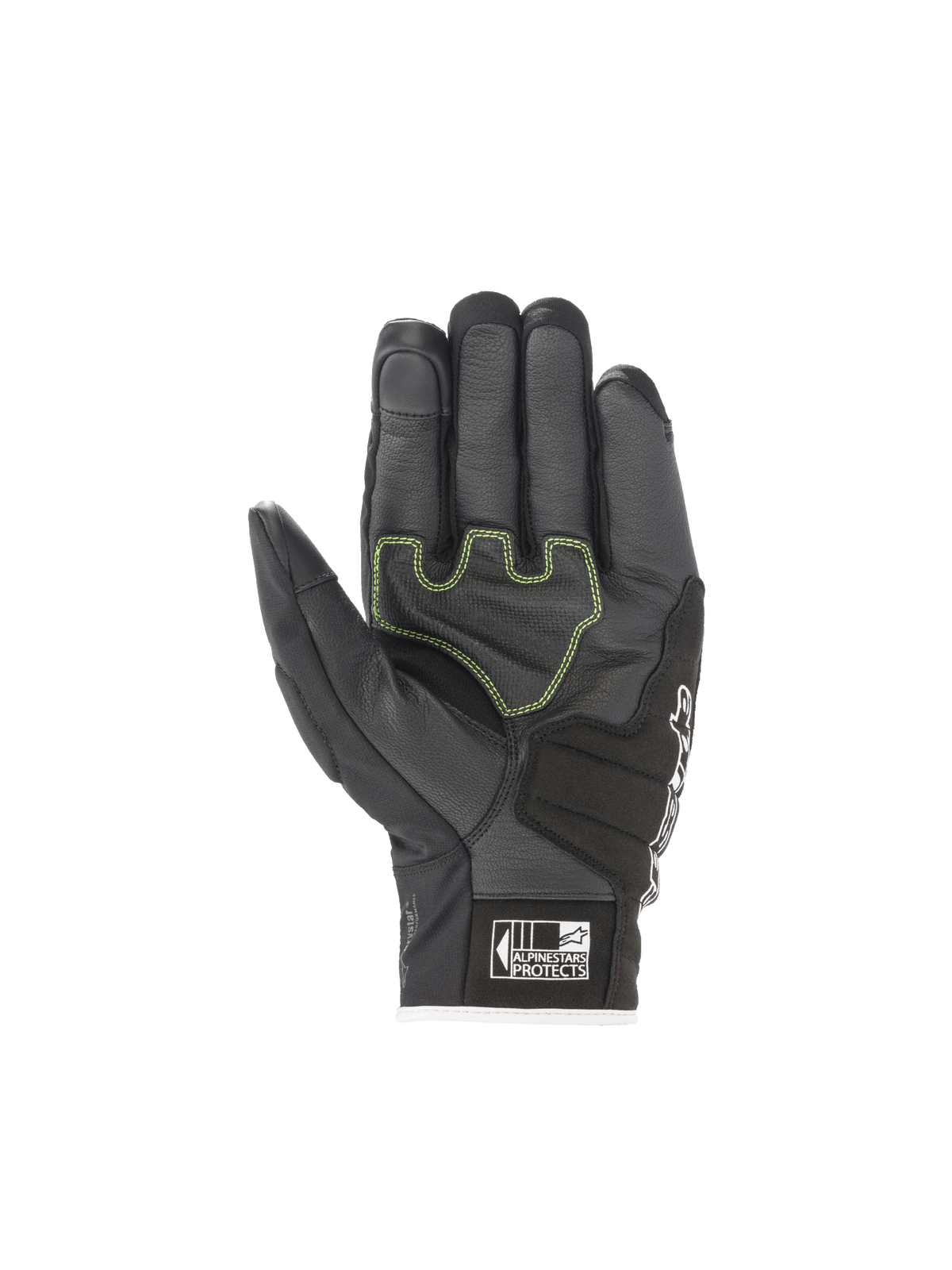 Alpinestars SMX Z Drystar® Gloves, black waterproof motorcycle racing gloves, goat leather palm with fluo accents.