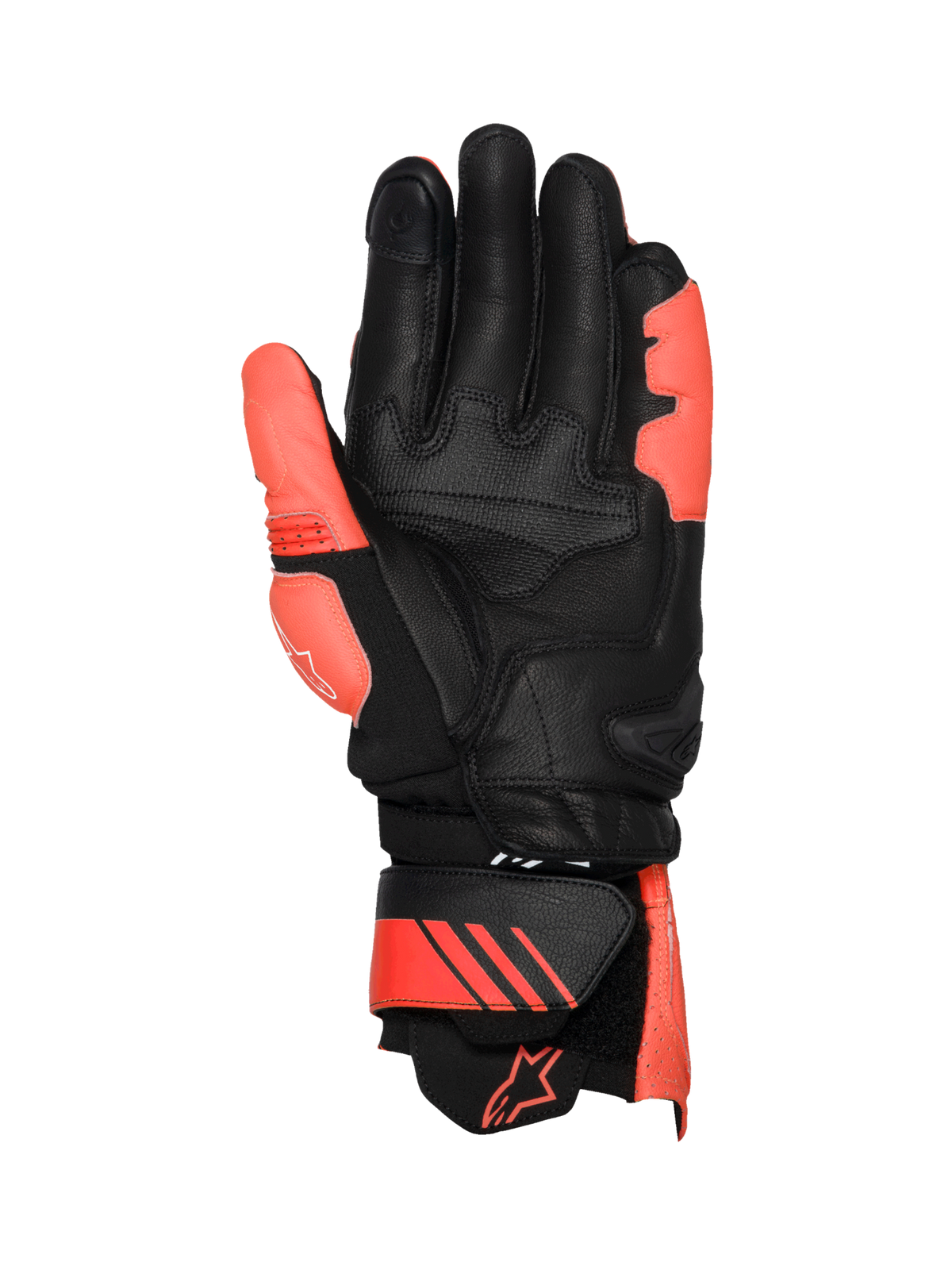 Alpinestars GP Plus R V3, guantes de cuero para hombre, negros y rojos fluo, con deslizador de palma de TPU protector para carreras