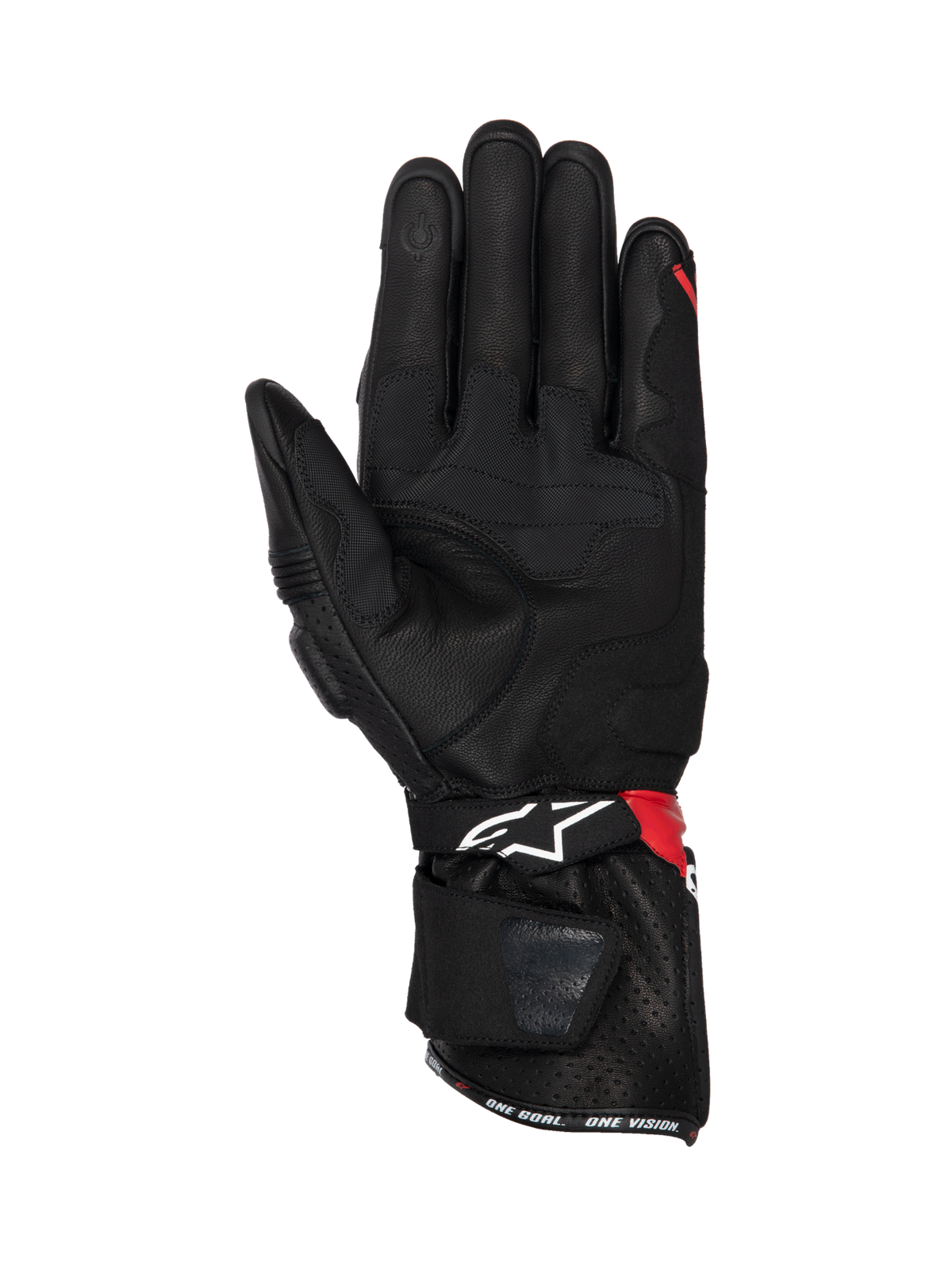 Alpinestars guantes SP-3, guantes de moto para carreras, negros con detalles rojos y blancos, cuero con palma antideslizante