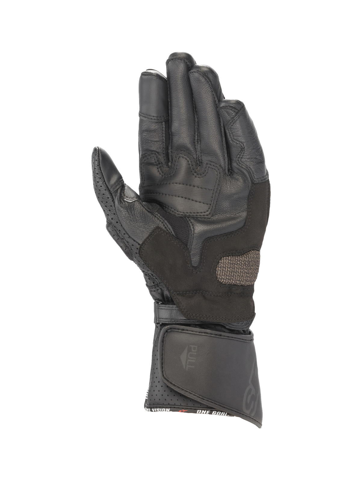 Guantes Alpinestars SP-8 V3, guantes de moto para hombre, negros, de cuero con palma reforzada y puño largo ajustable.