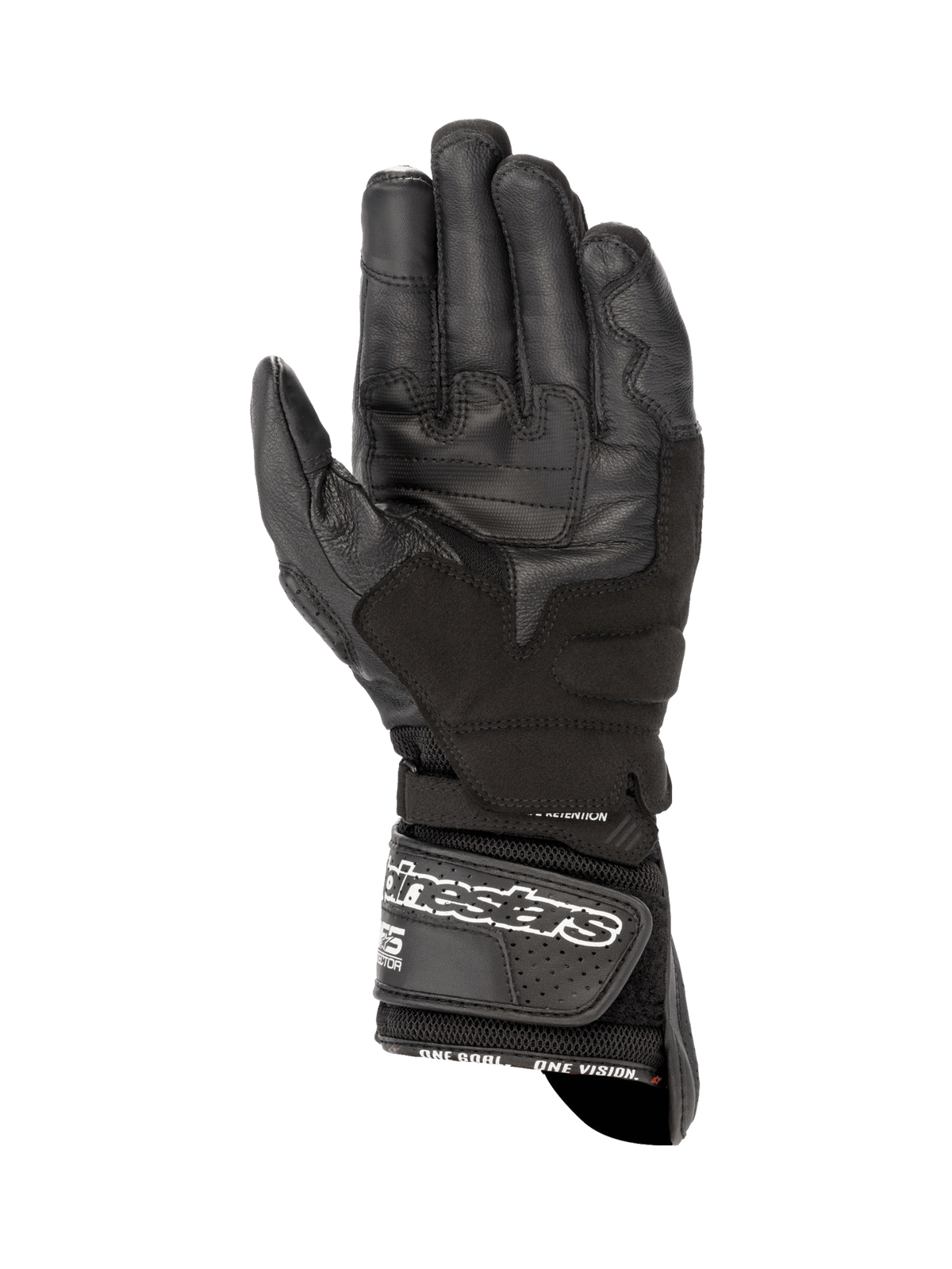 Alpinestars SP-8 V3 Air, guantes de moto de carreras para hombre, negros, palma de cuero reforzada, cierre de velcro con logo y malla 3D transpirable
