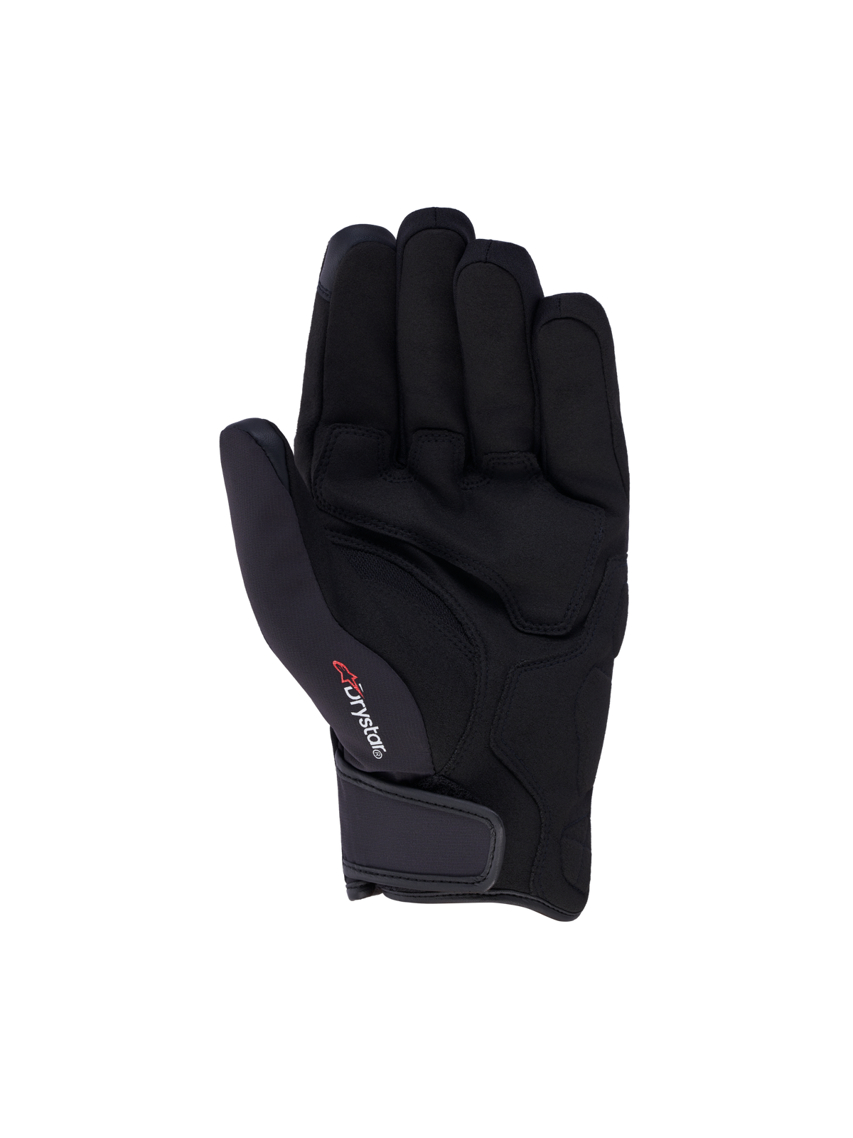 Alpinestars Ignite Drystar Insulated Gloves, motorcycle riding gloves, palm view showing synthetic suede grip, Drystar branding, and adjustable wrist closure, black, CE certified