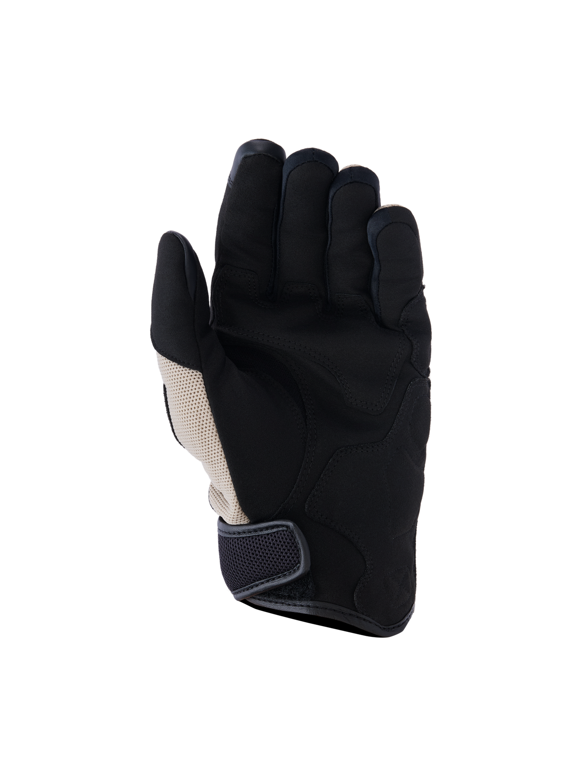 Guantes Alpinestars Ignite, Aluminum Black, vista de la palma de guantes urbanos para motocicleta con palma de gamuza sintética reforzada, inserciones de malla transpirable y cierre de velcro en el puño