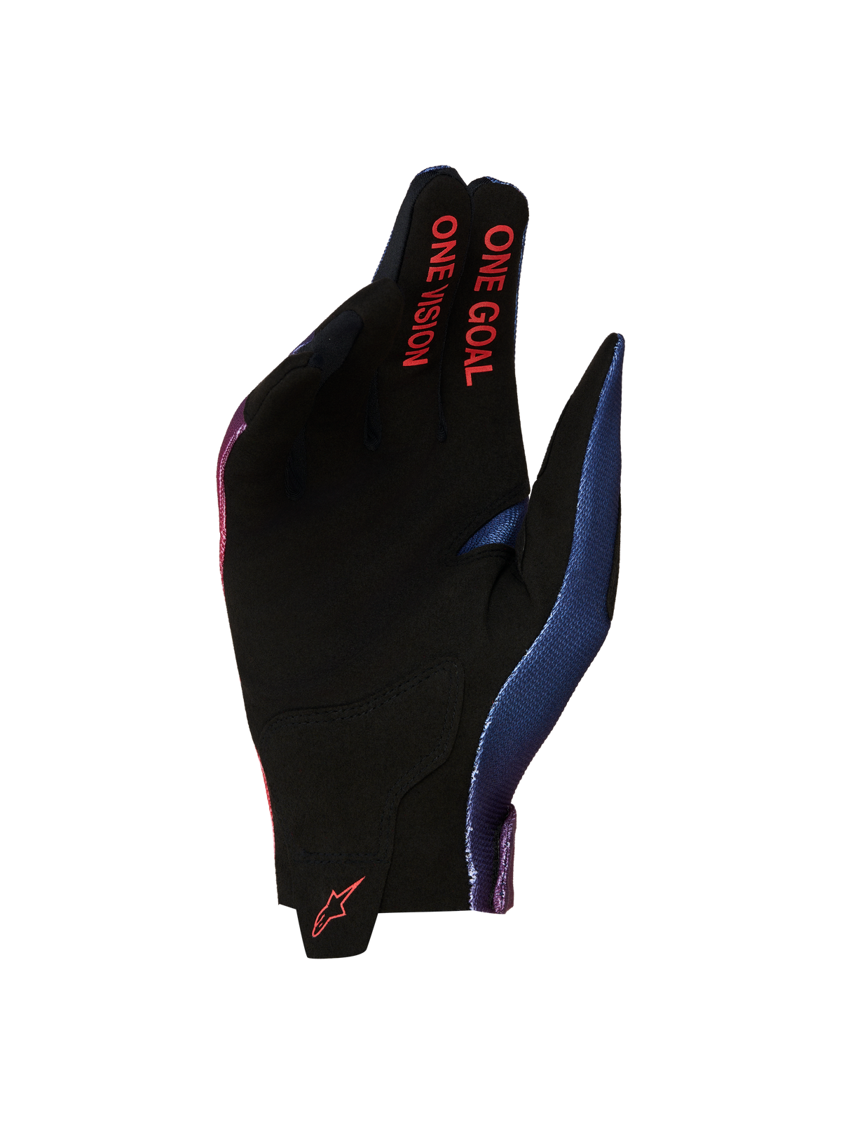 Alpinestars Radar Gloves 2027, Men's Motocross Gloves, Black and Red, Synthetic Suede Palm with One Goal One Vision branding.