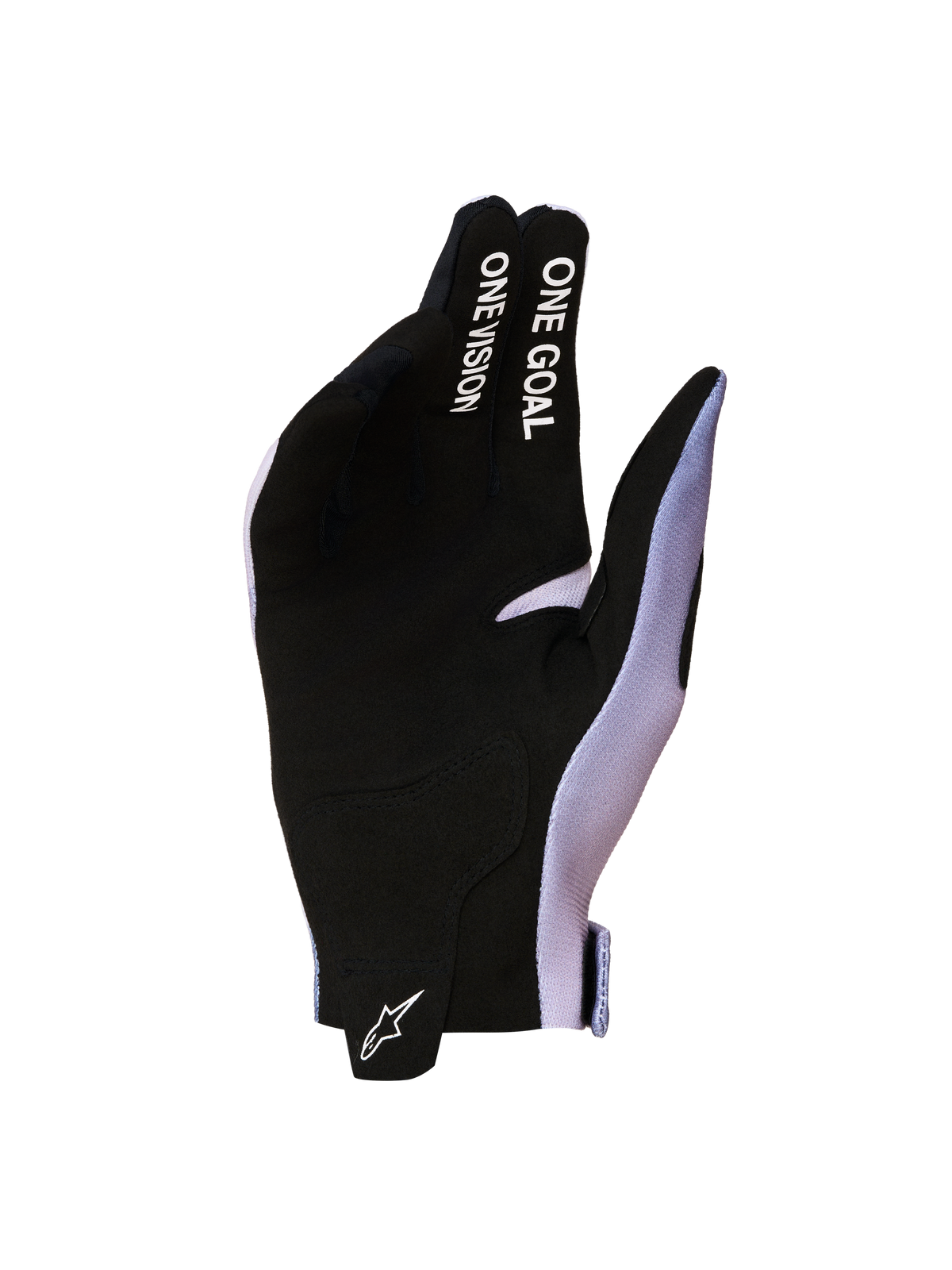 Alpinestars Radar 2027, guantes de motocross para hombre, negros y lila, palma de gamuza sintética con texto One Goal One Vision, diseñados para máximo agarre y control en off-road